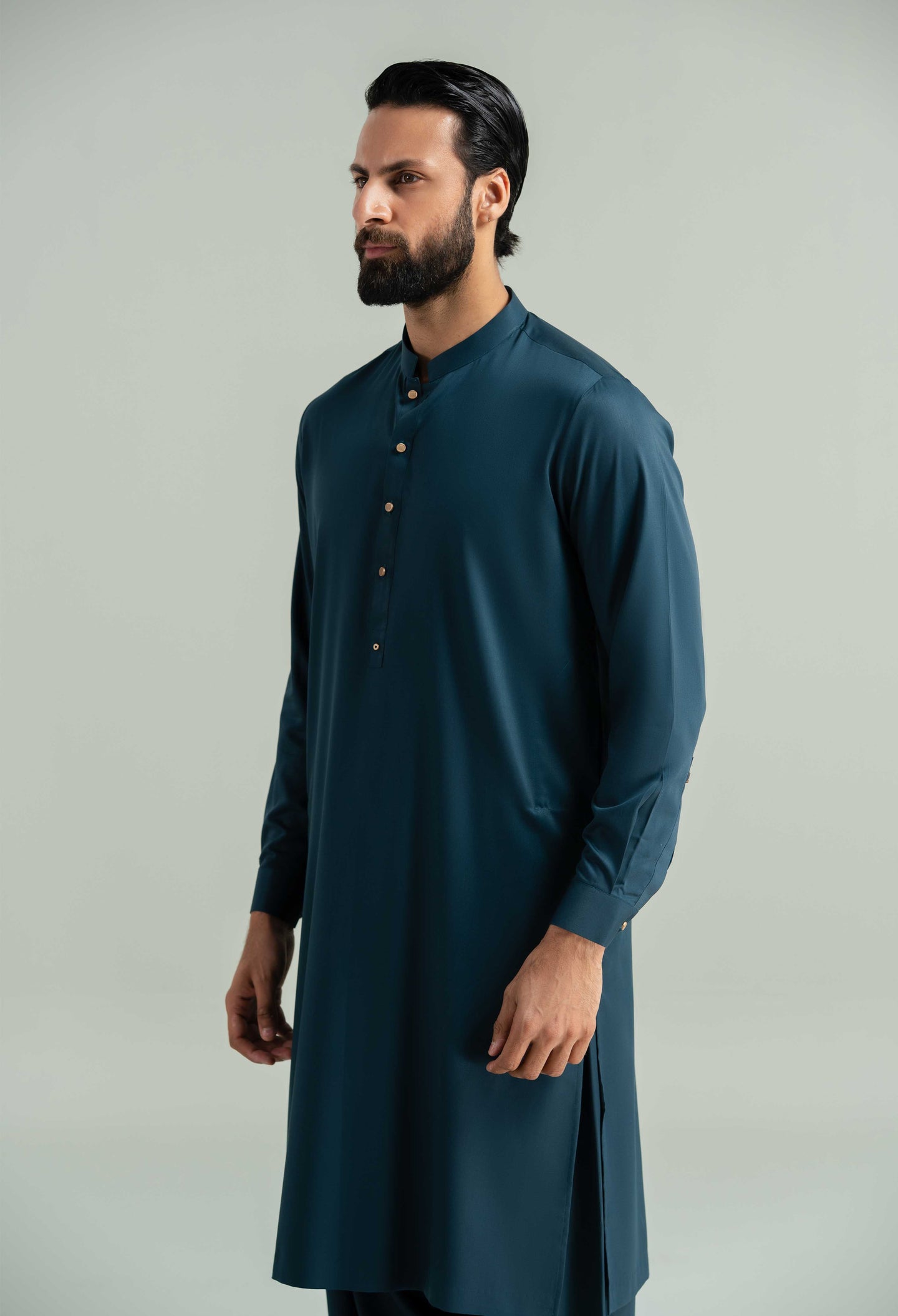 Dark Teal Green Blended Kameez Shalwar