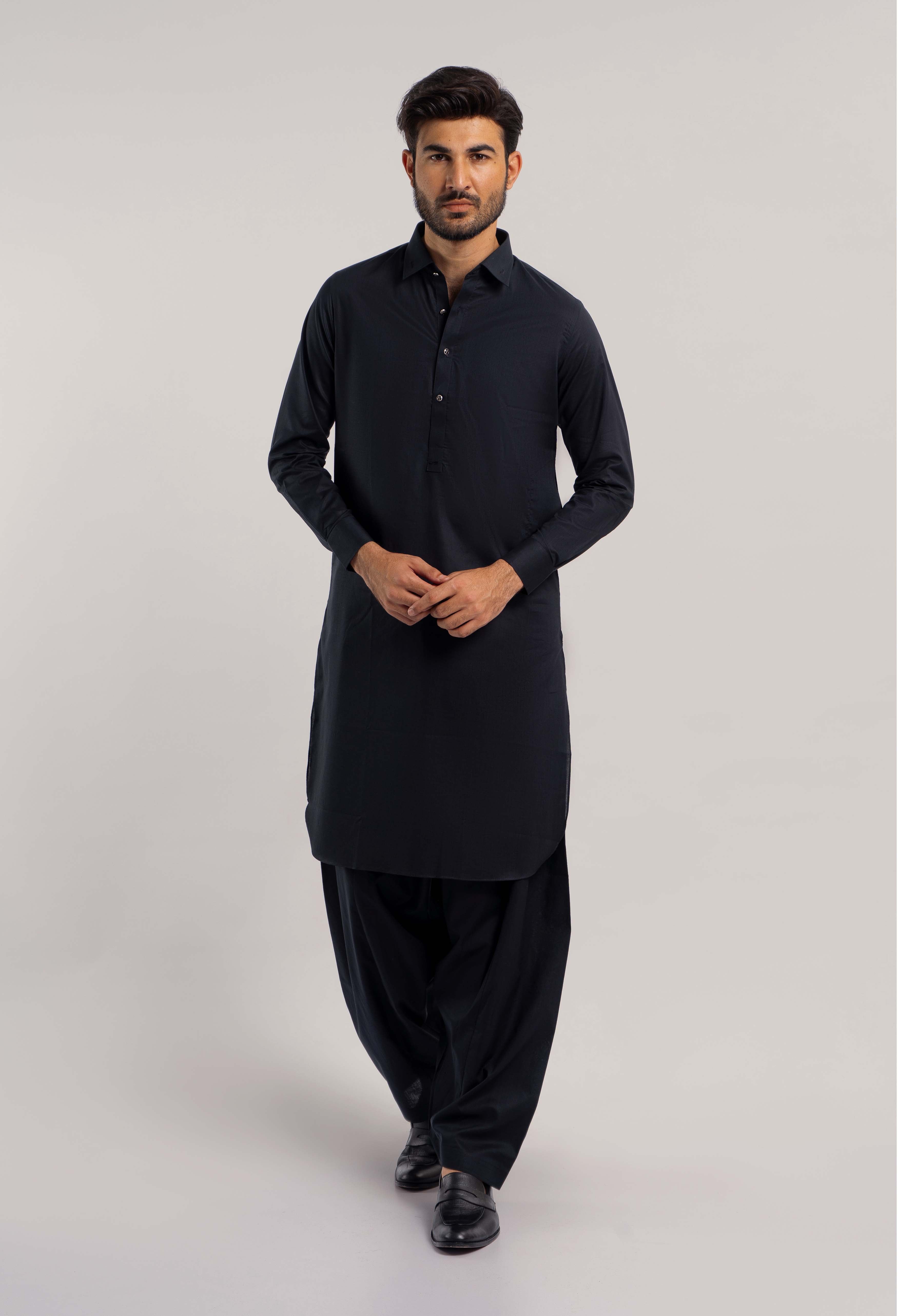 BLACK PLAIN KAMEEZ SHALWAR