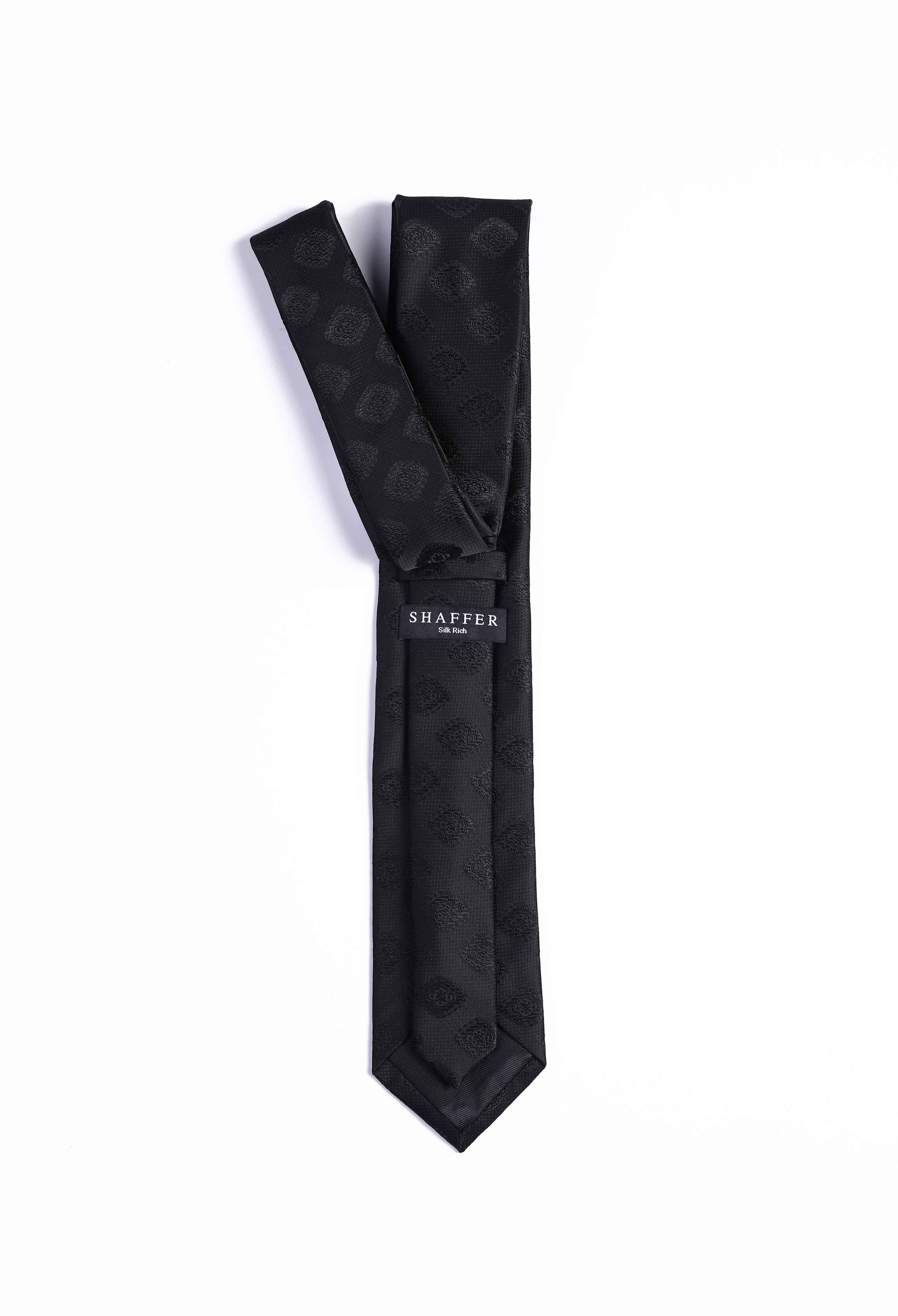 Winter Black Self Square Tie