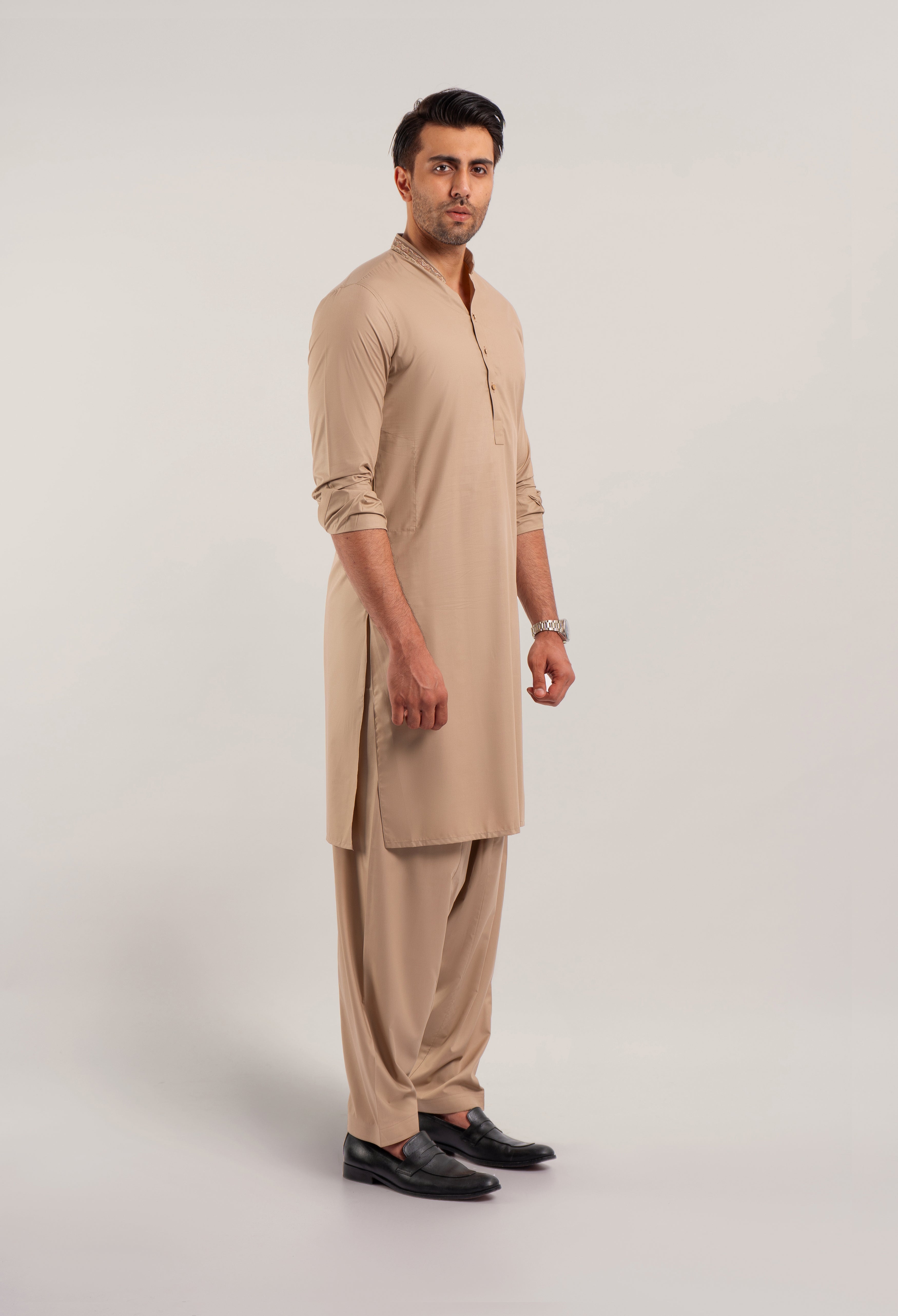 BEIGE EMBROIDERED  KAMEEZ SHALWAR