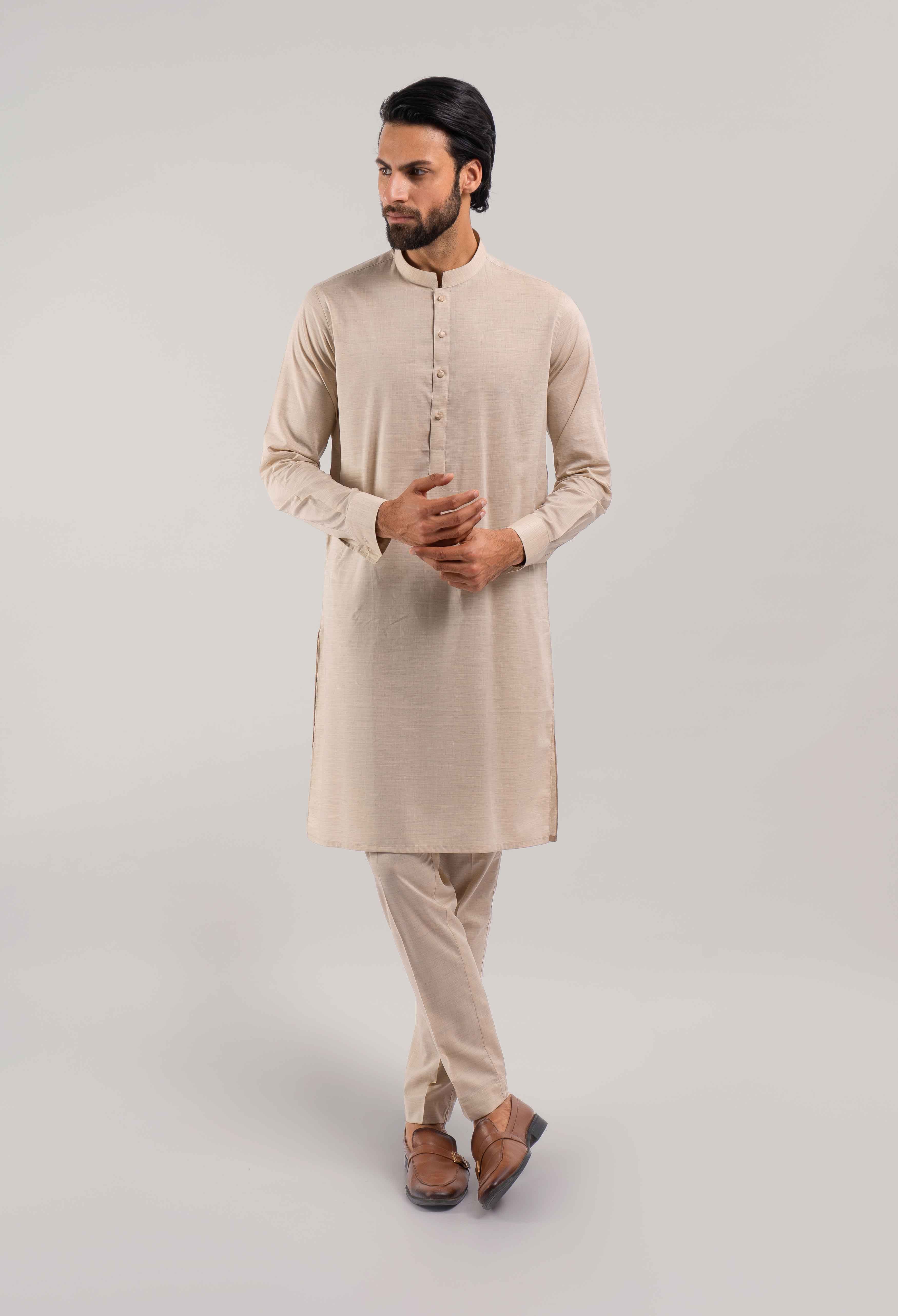 Butter Milk Beige Cotton Kurta Pajama