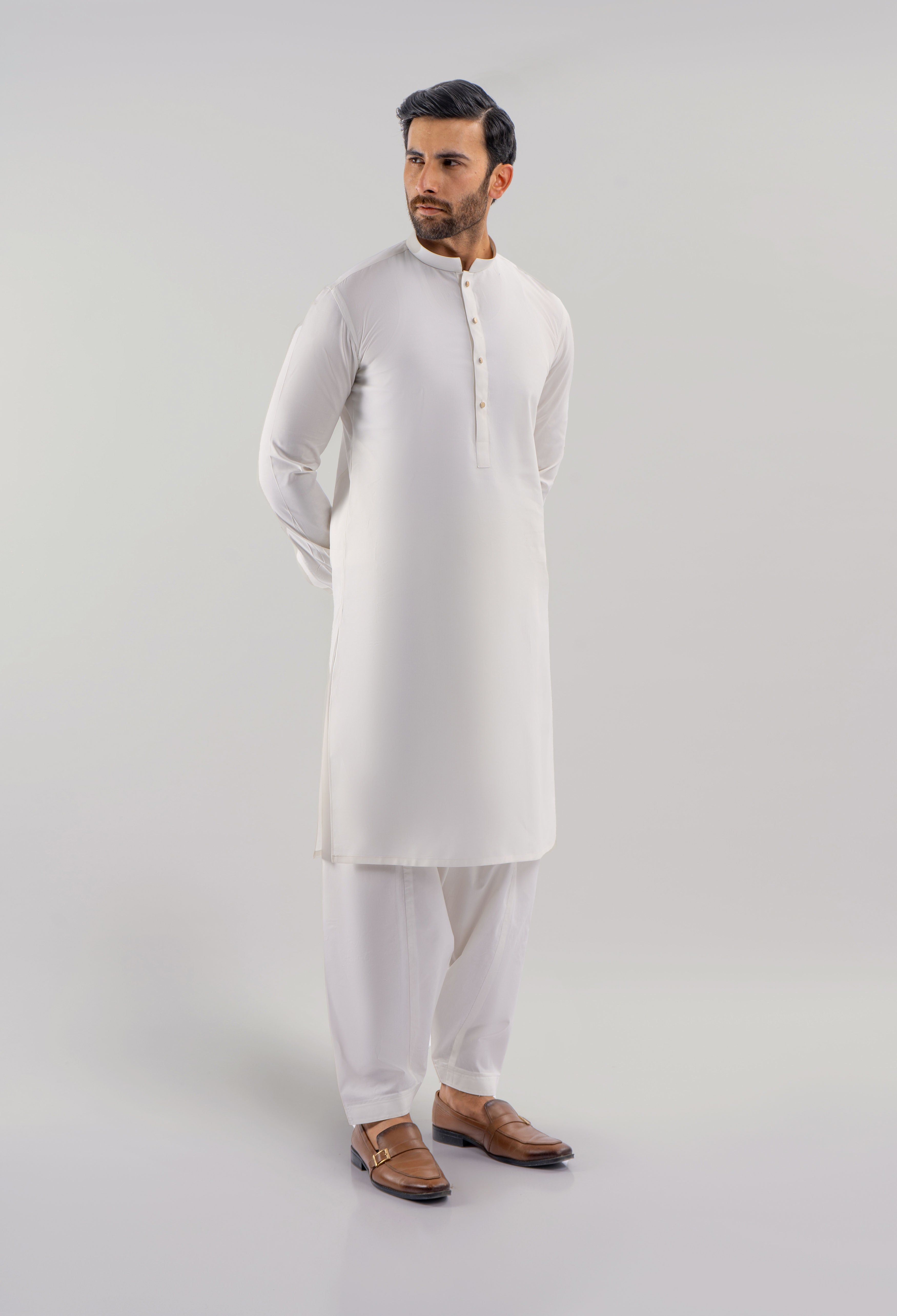 Daisy White Cotton Kameez Shalwar