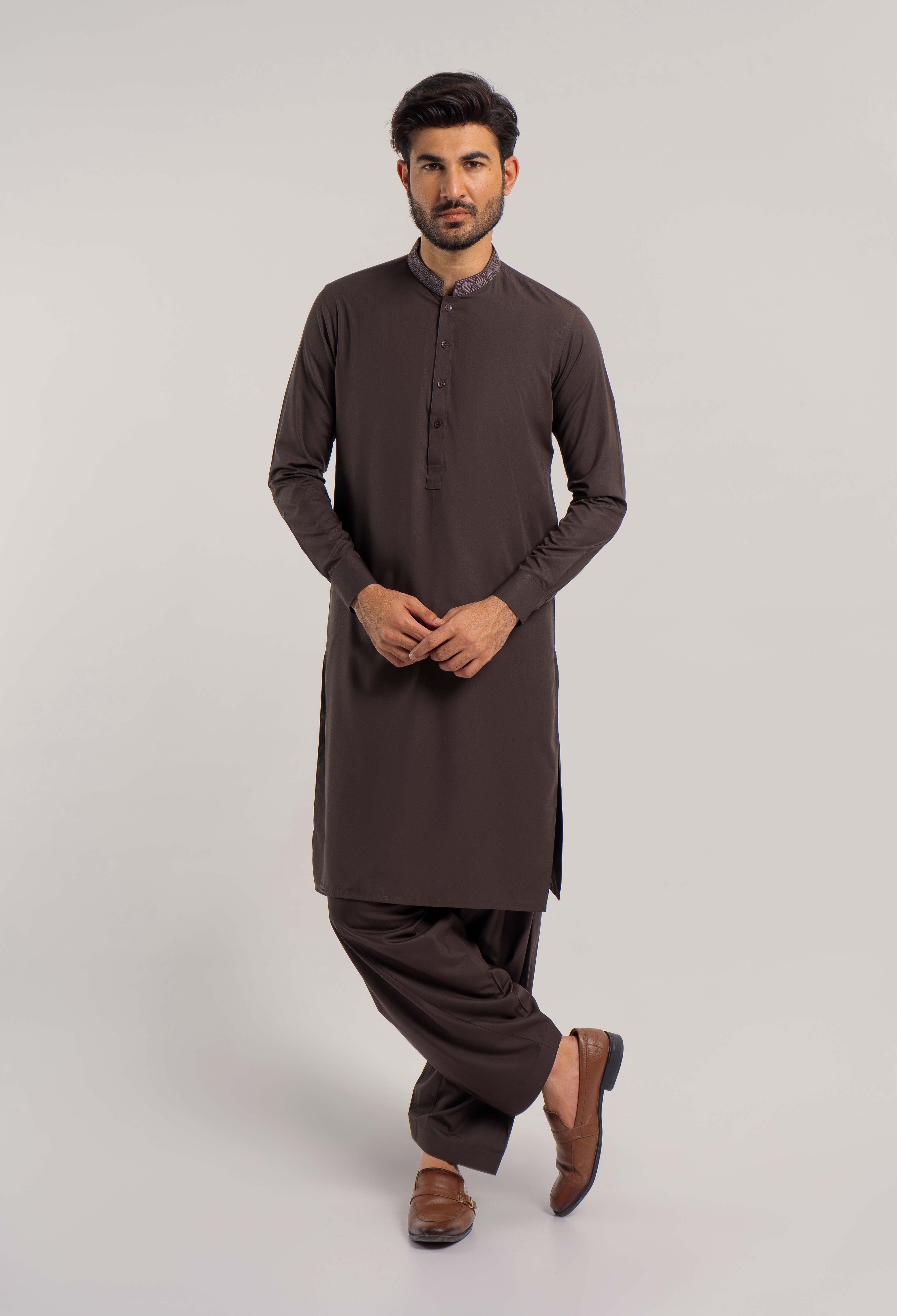 C/BROWN EMBROIDERED KAMEEZ SHALWAR