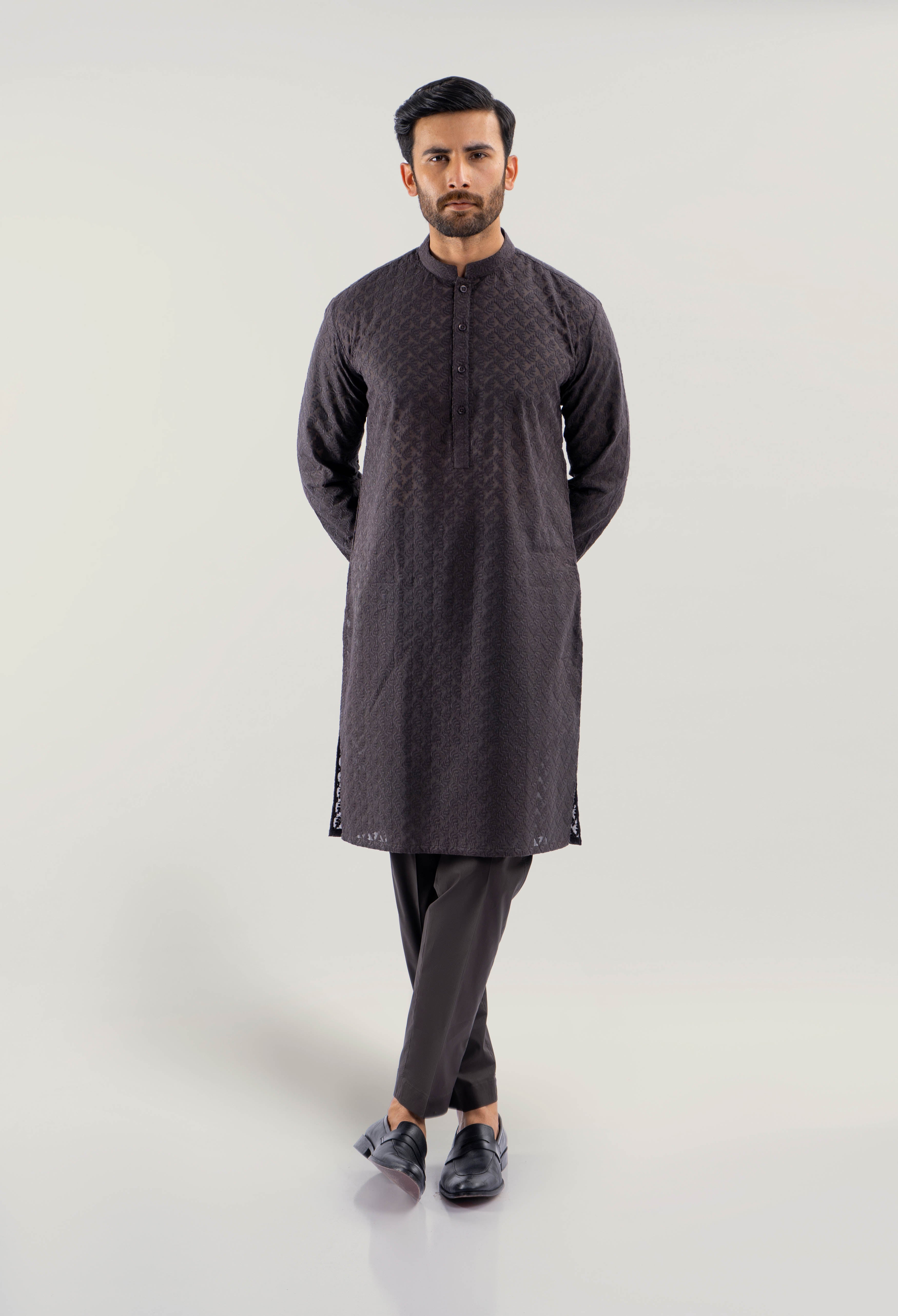 Wood Brown - Beeline Loves Shiffli Kurta Pajama