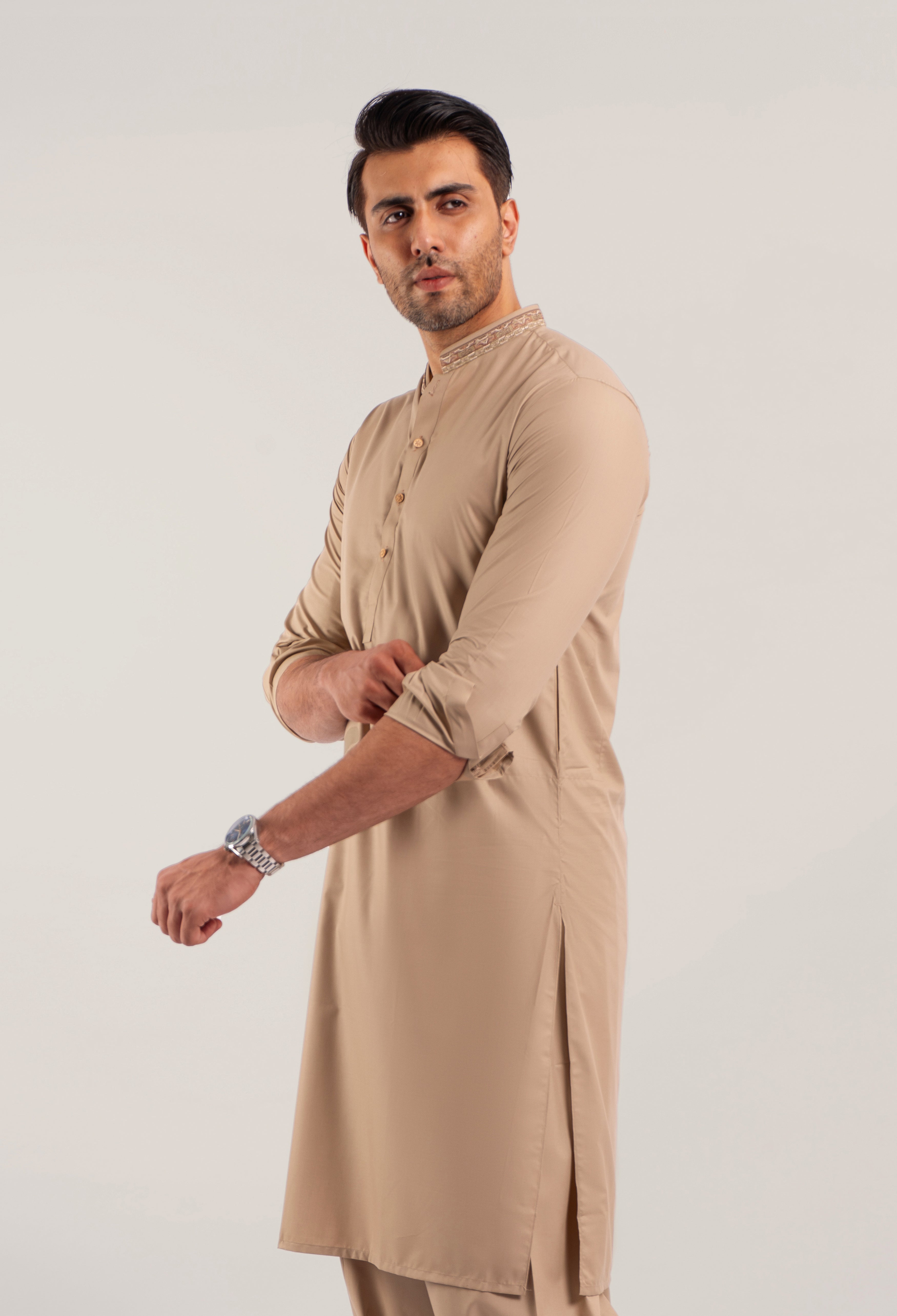 BEIGE EMBROIDERED  KAMEEZ SHALWAR