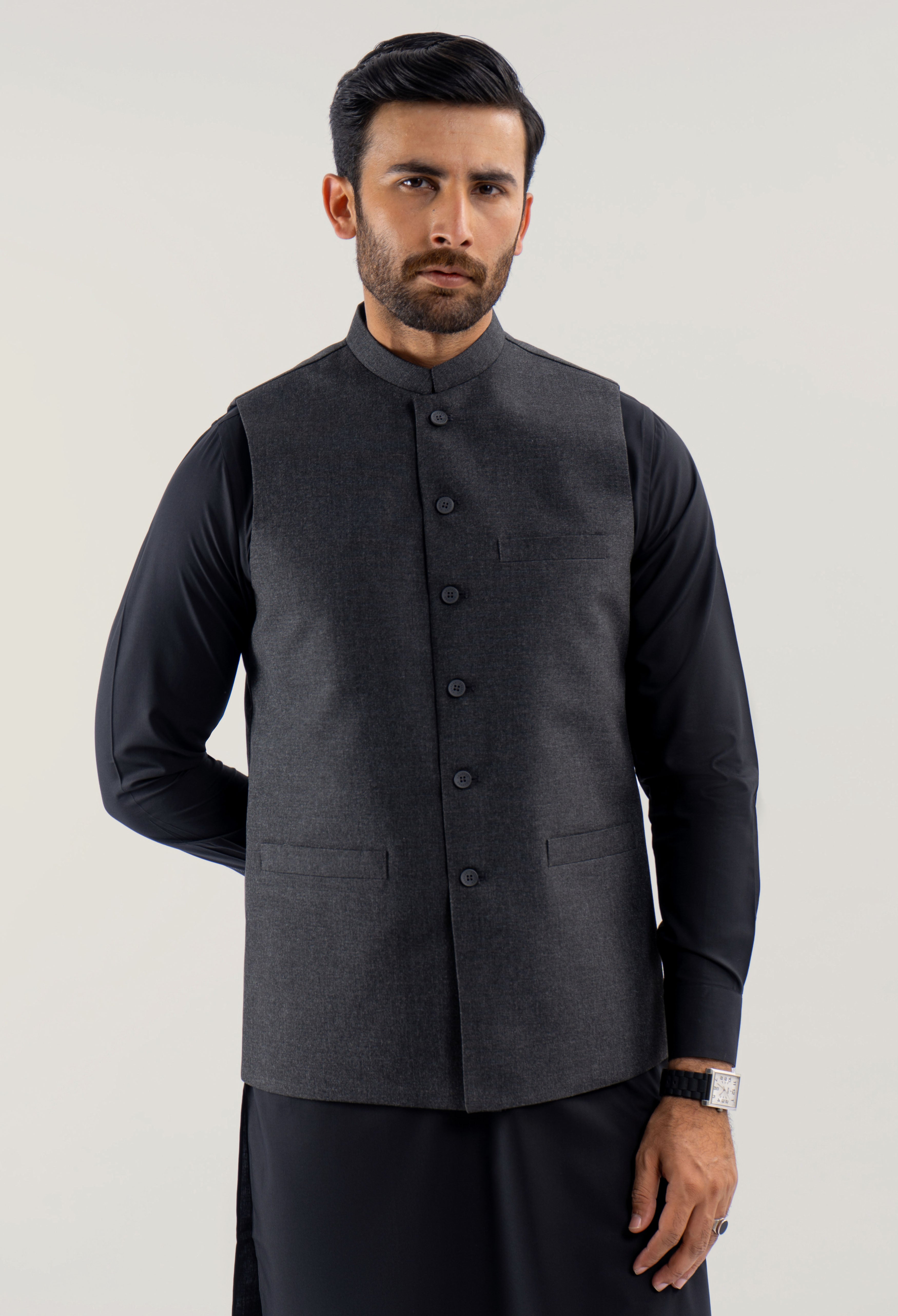 Burned Grey Plain Waistcoat