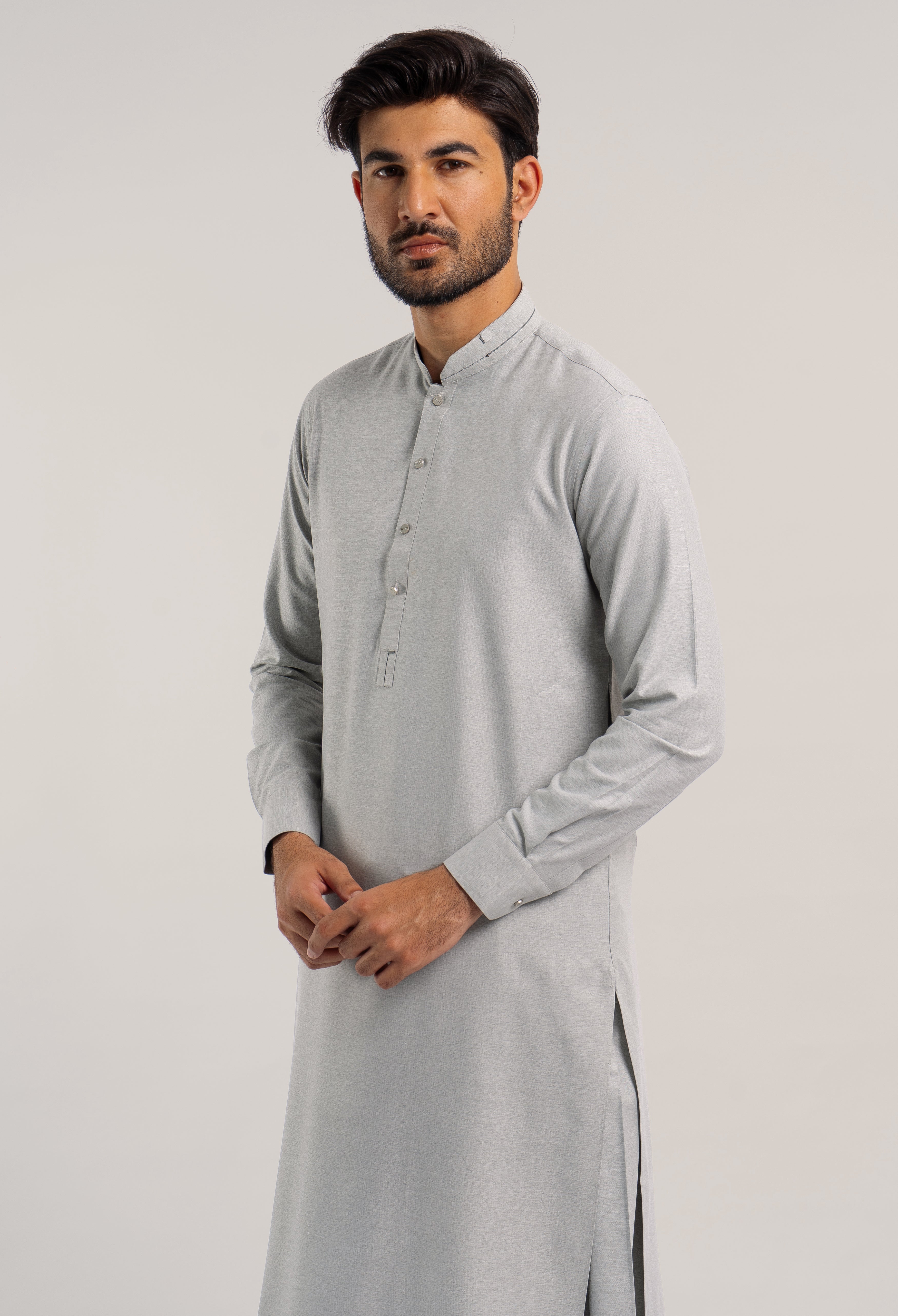 Ash Grey Blended Kameez Shalwar