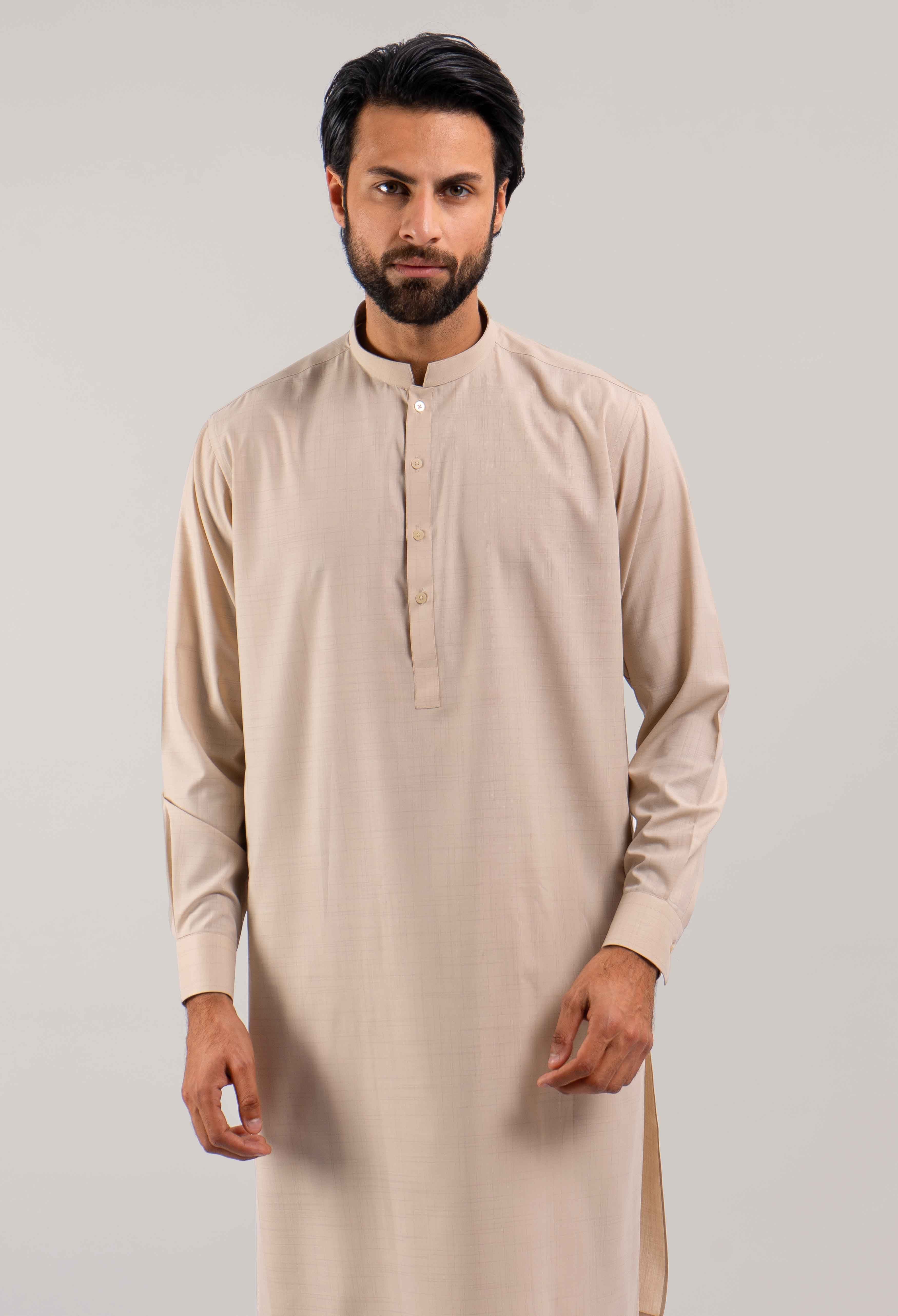 Pine Brown Blended Kameez Shalwar