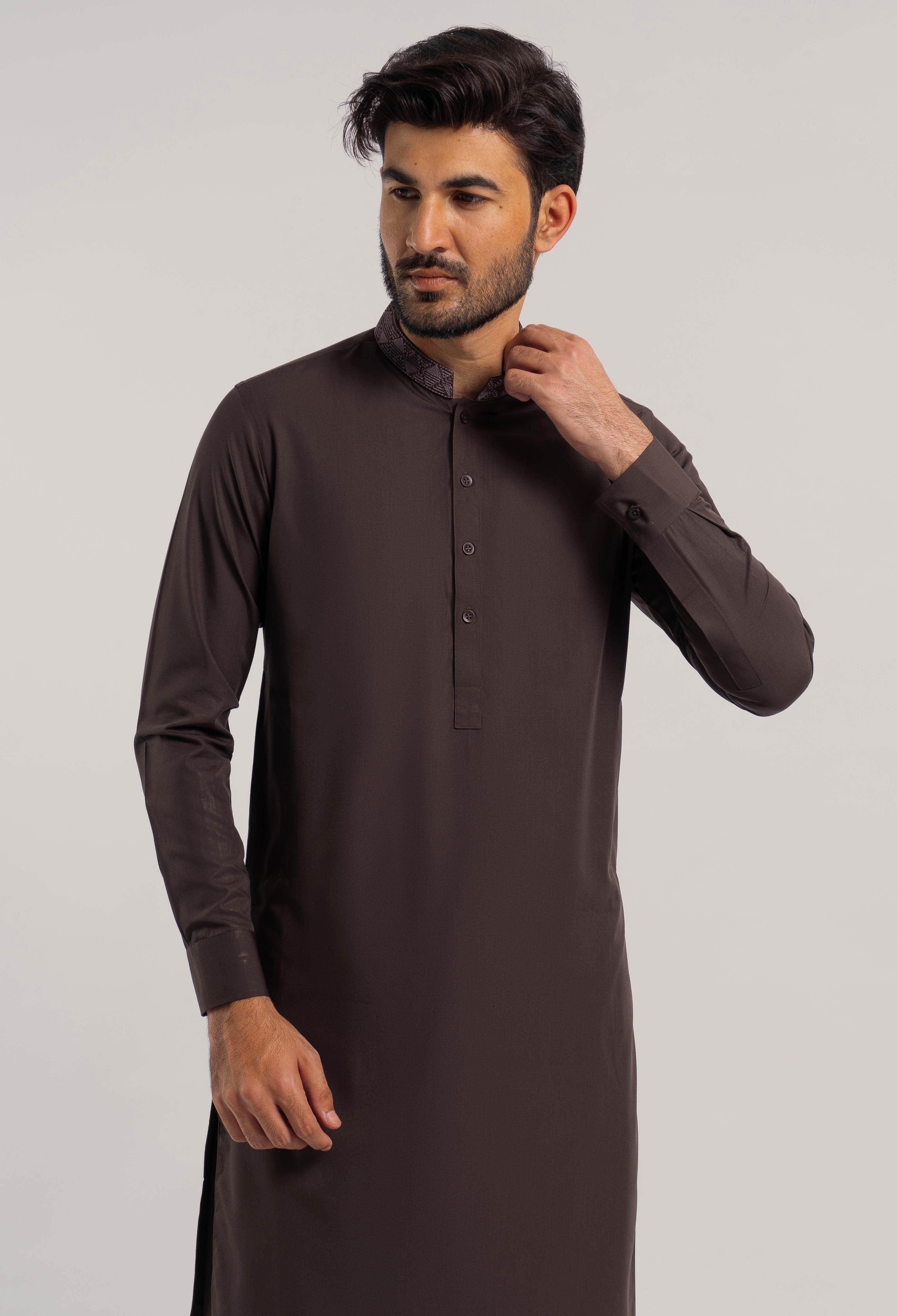 C/BROWN EMBROIDERED KAMEEZ SHALWAR