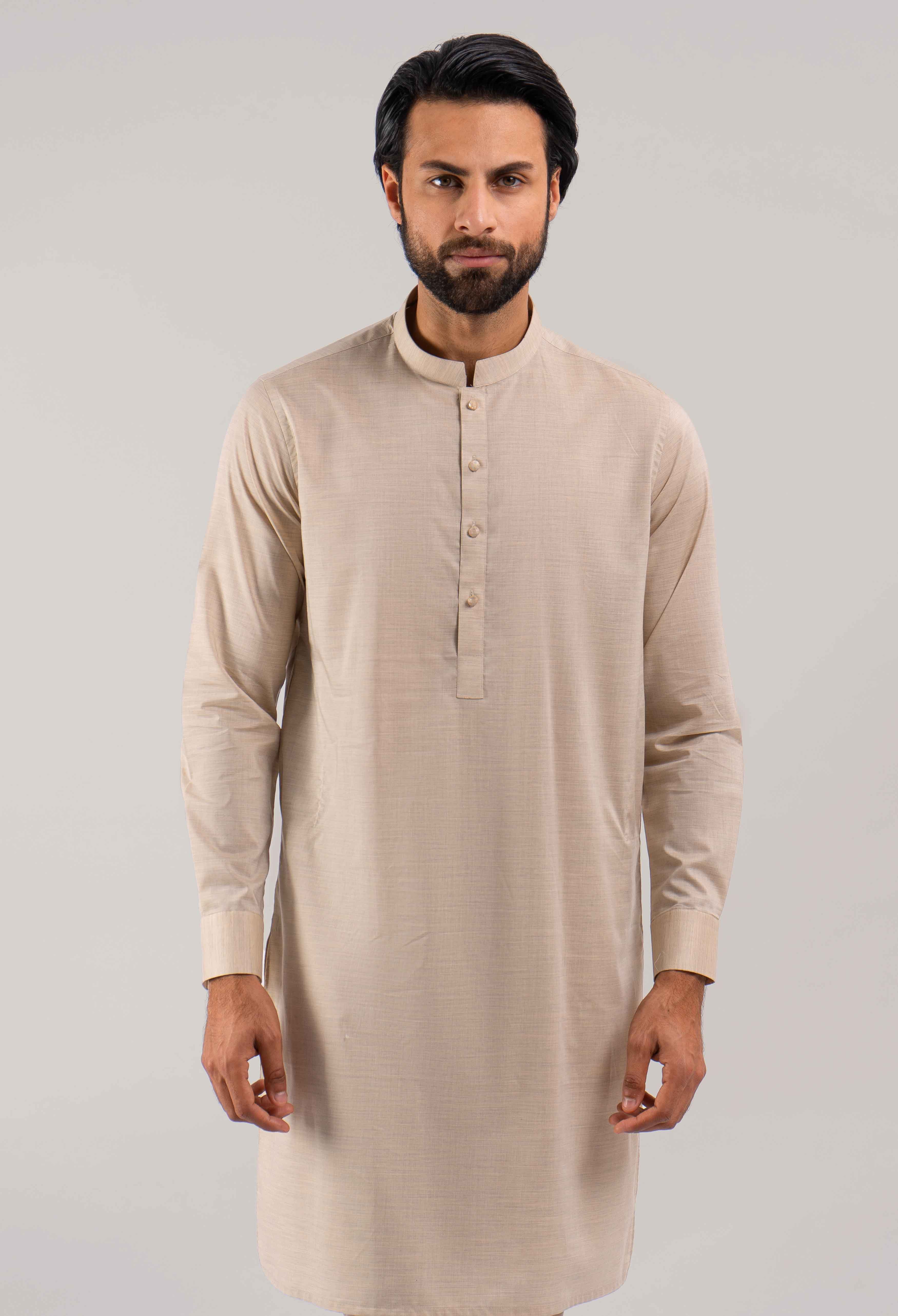 Butter Milk Beige Cotton Kurta Pajama