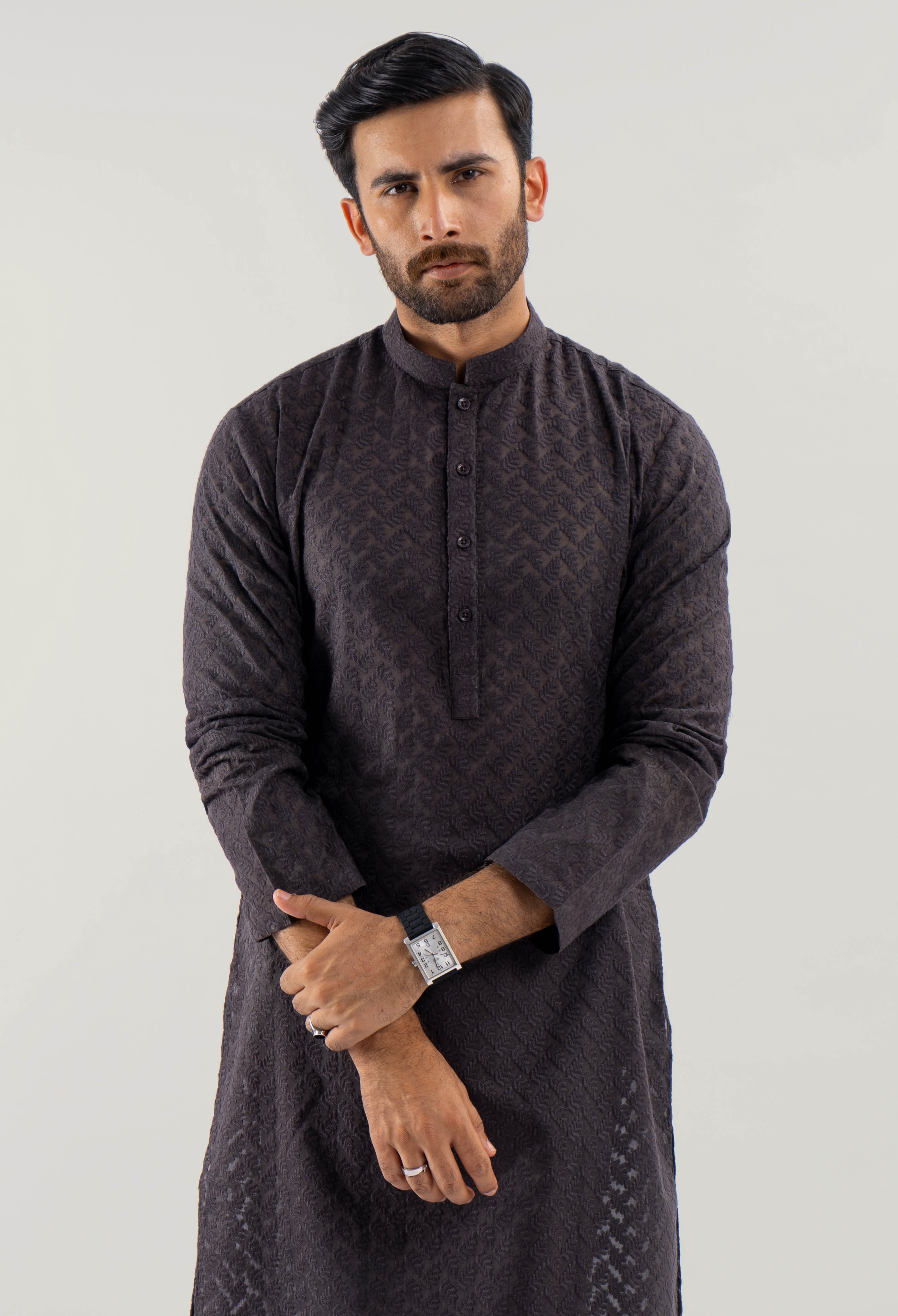 Wood Brown - Beeline Loves Shiffli Kurta Pajama