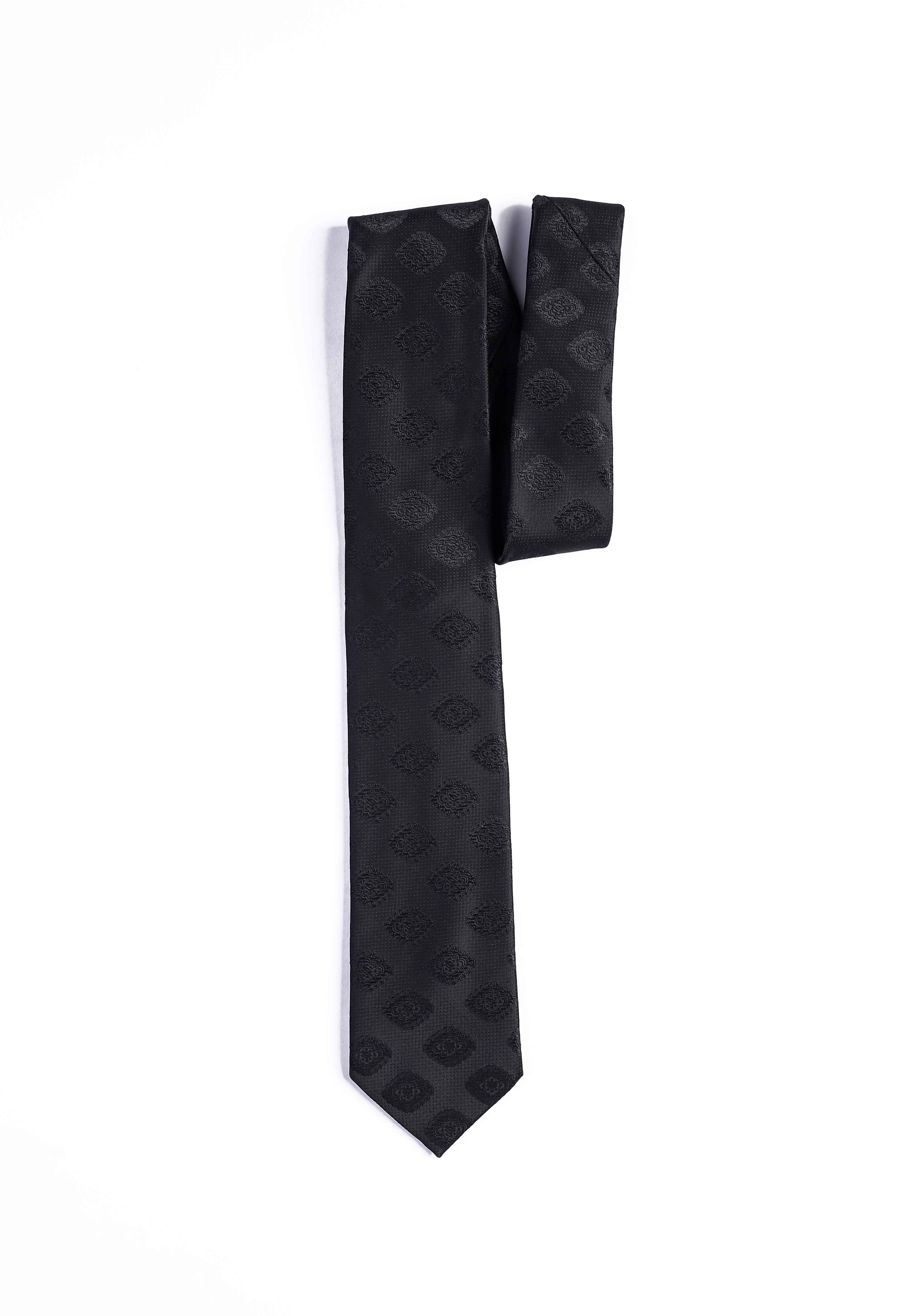 Winter Black Self Square Tie