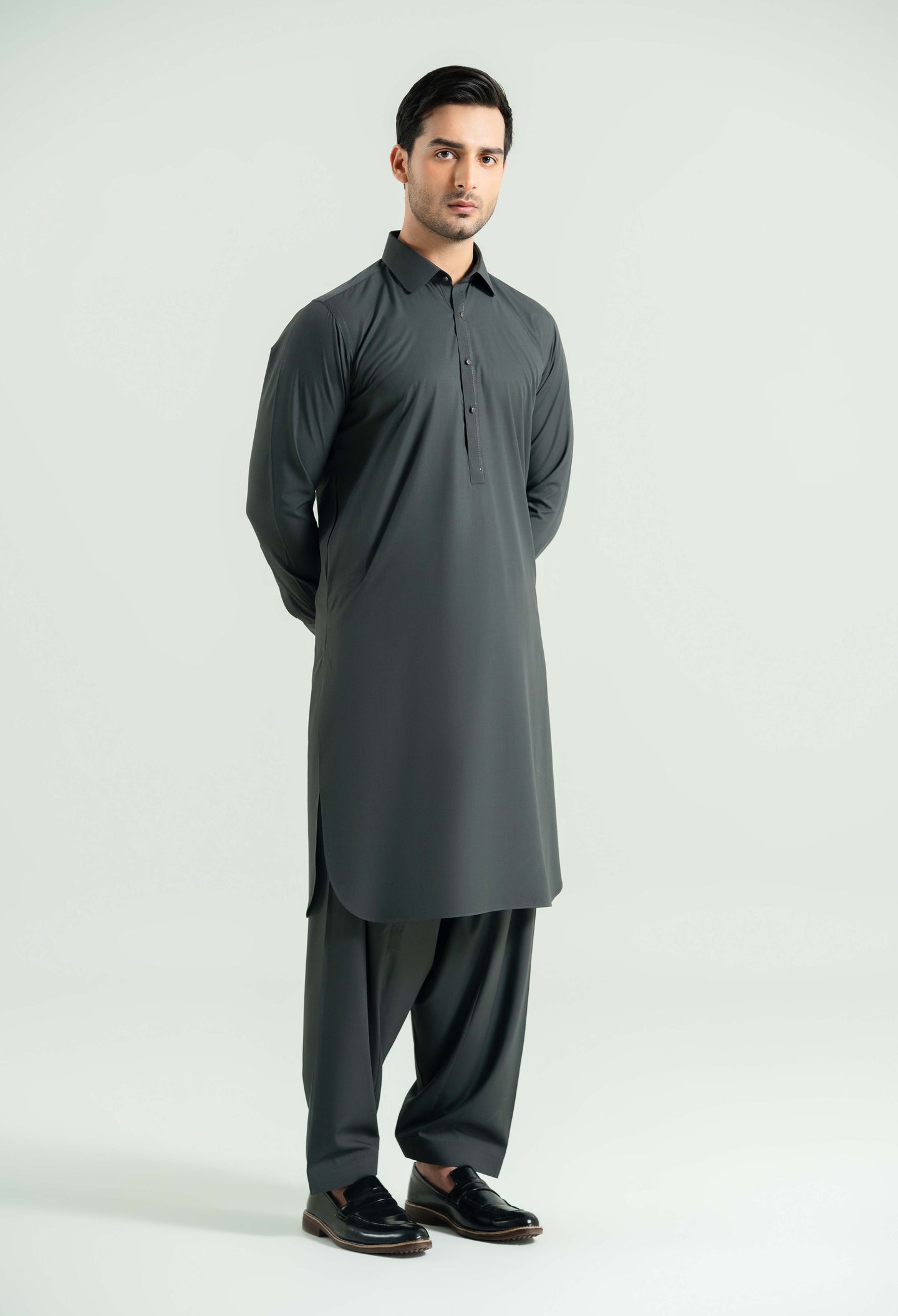 Dark Grey Detailing Kameez Shalwar