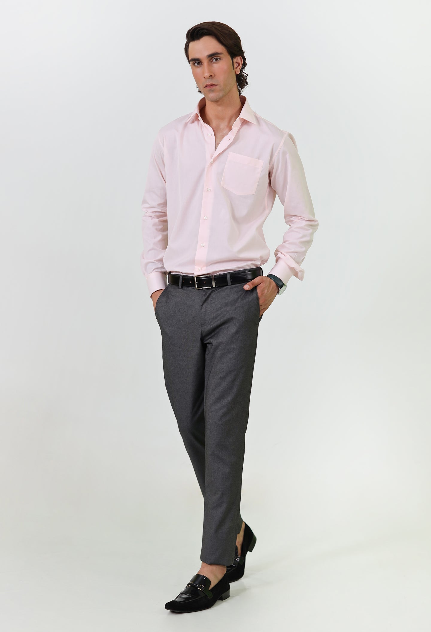 Pastel Pink Cotton Formal Shirt