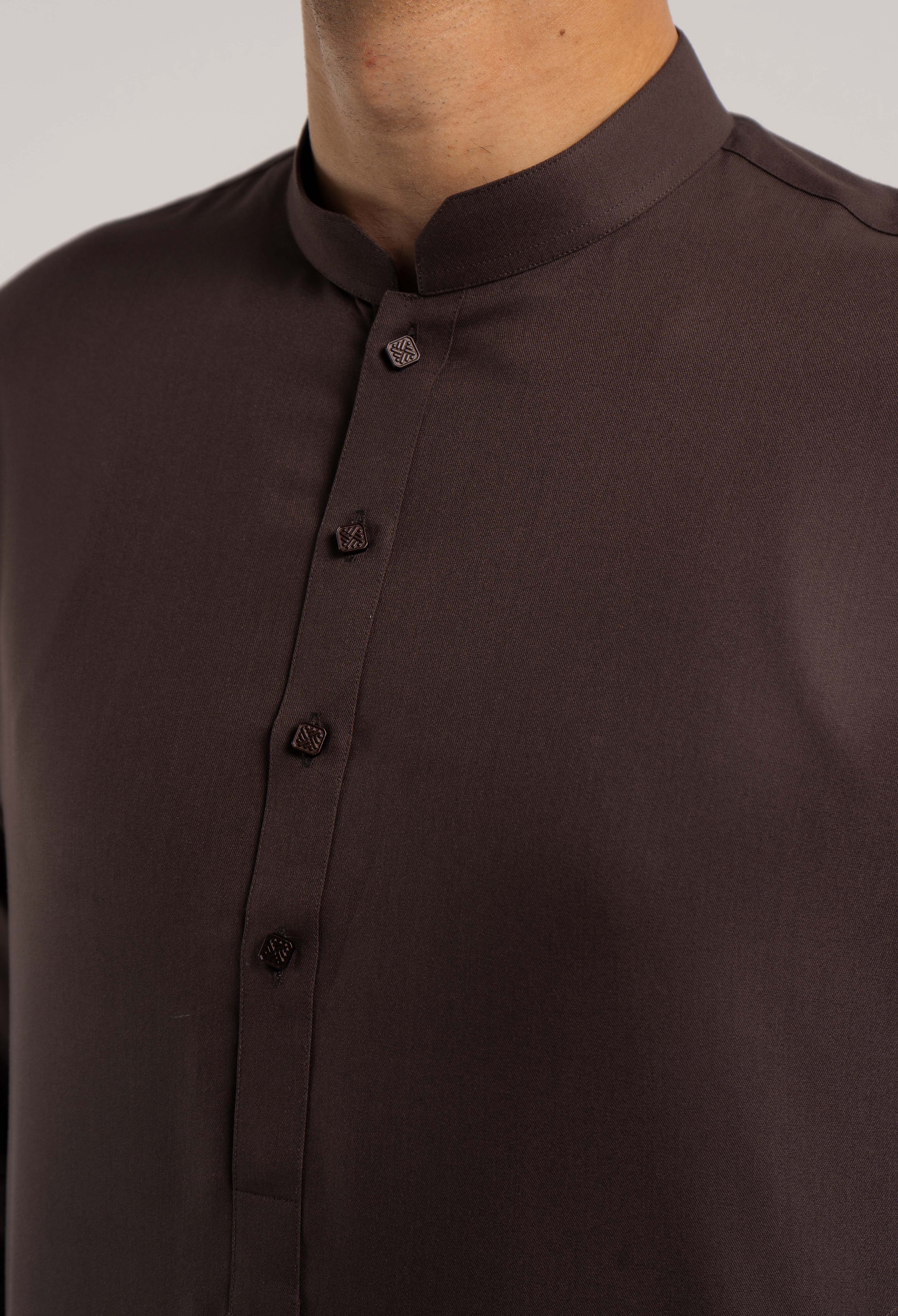 D-Brown Plain Blended Kameez Shalwar