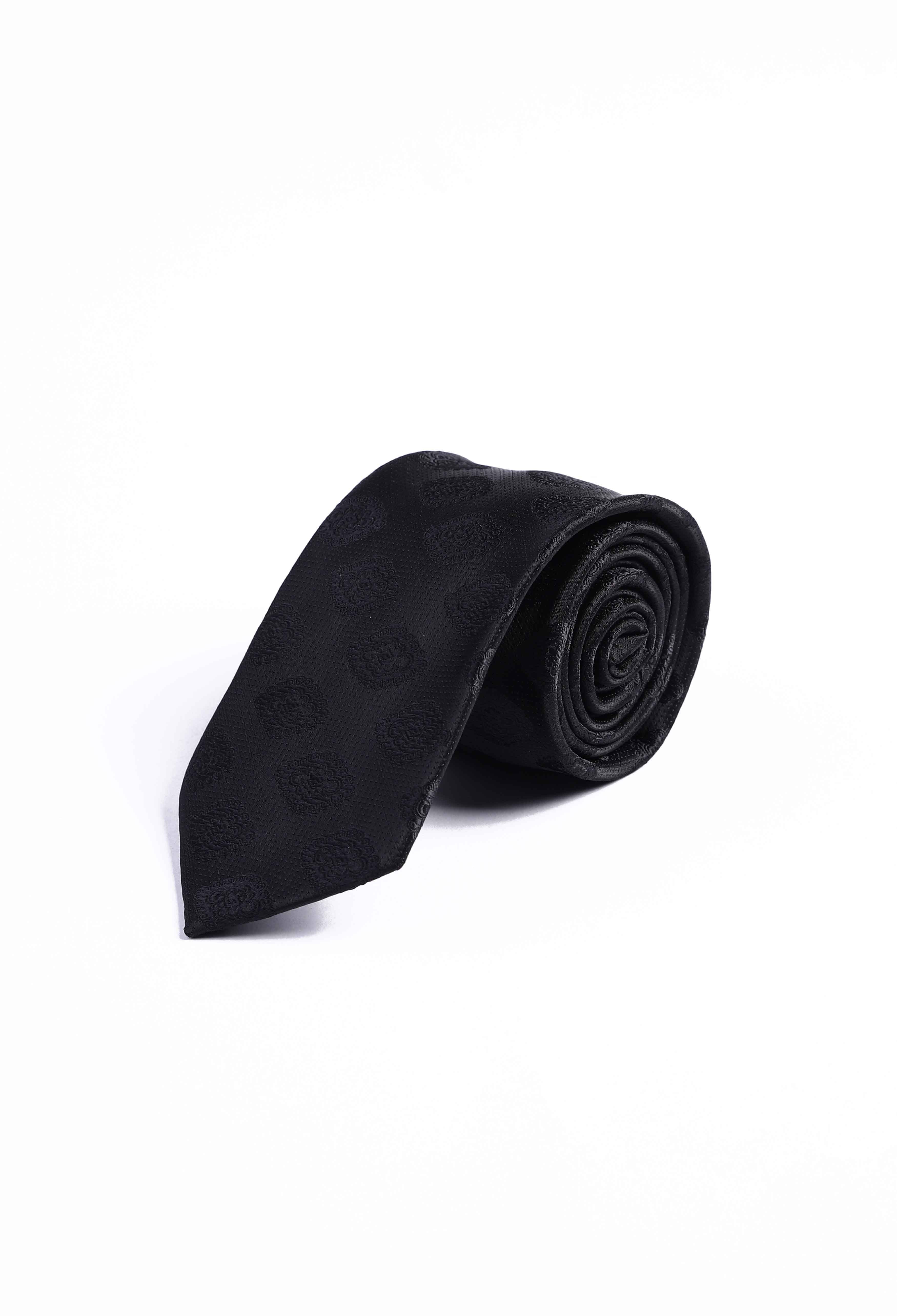 Winter Black Self Square Tie