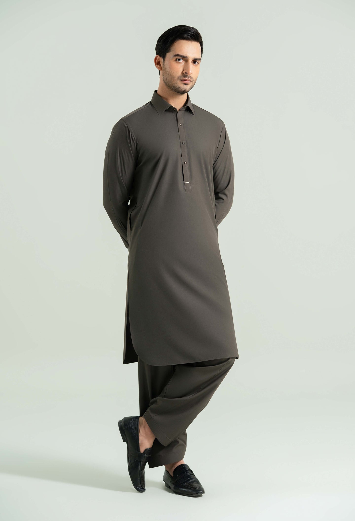 Dark Olive Detailing Kameez Shalwar