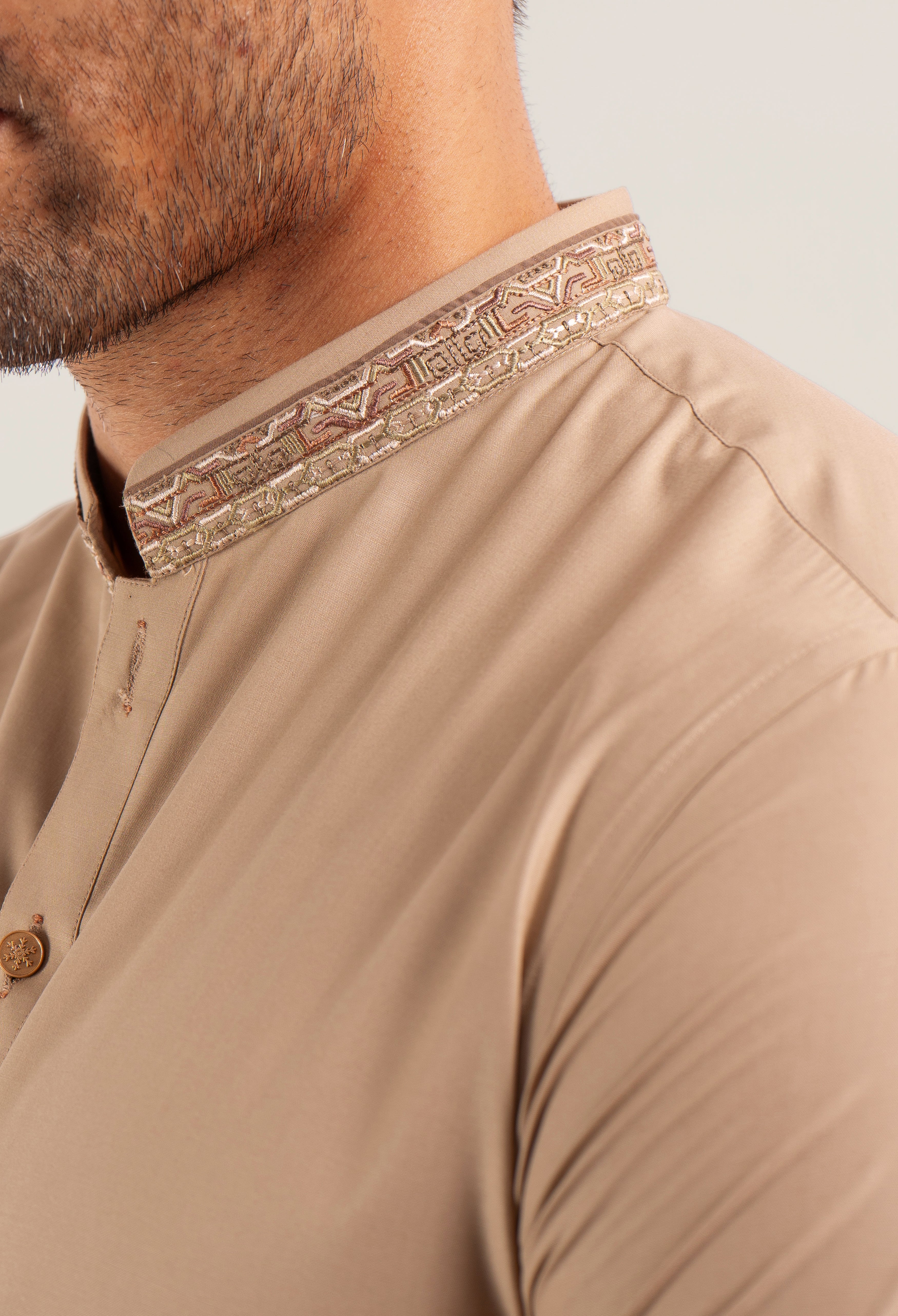 BEIGE EMBROIDERED  KAMEEZ SHALWAR