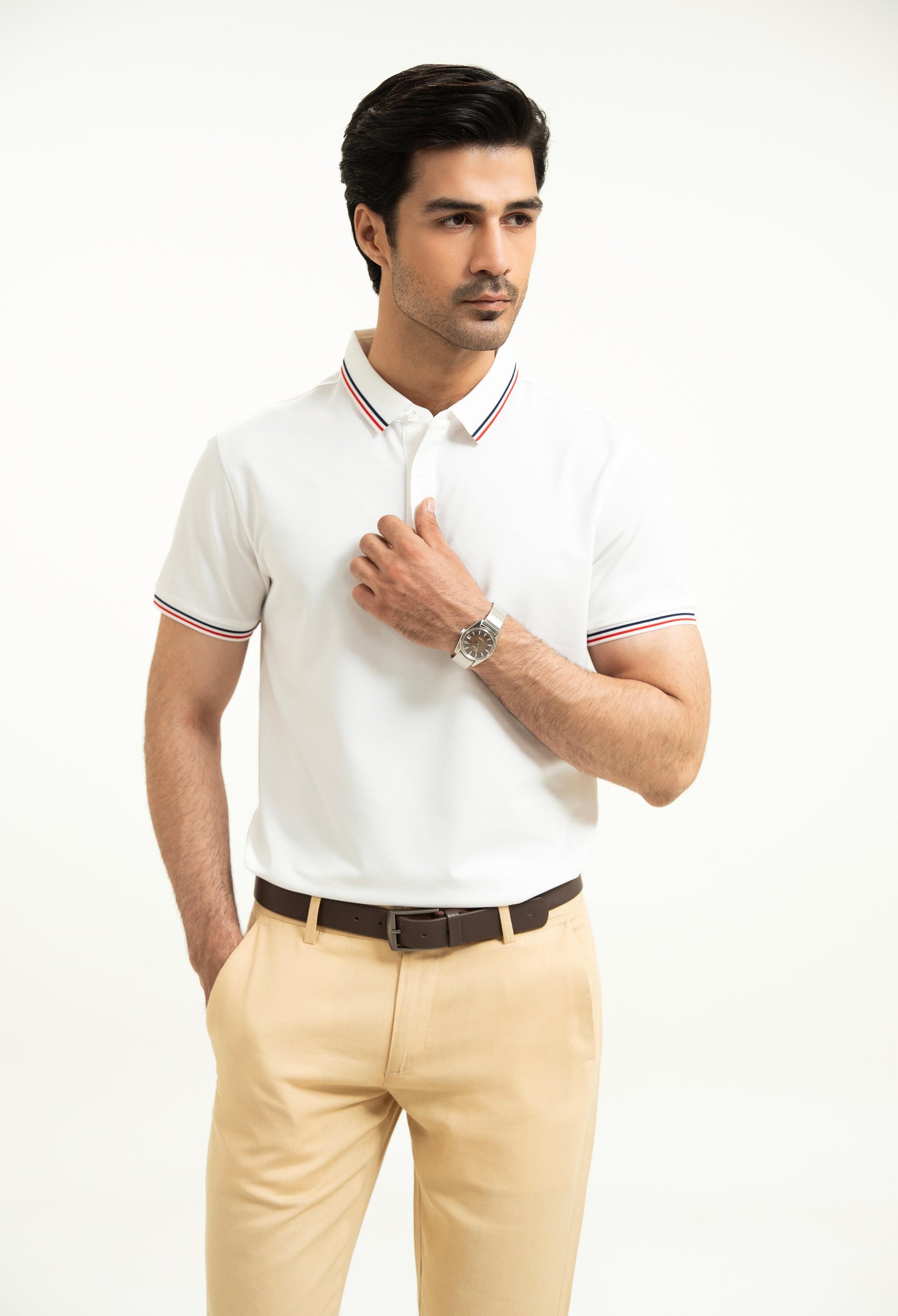 Egg White Tipping Collar Polo