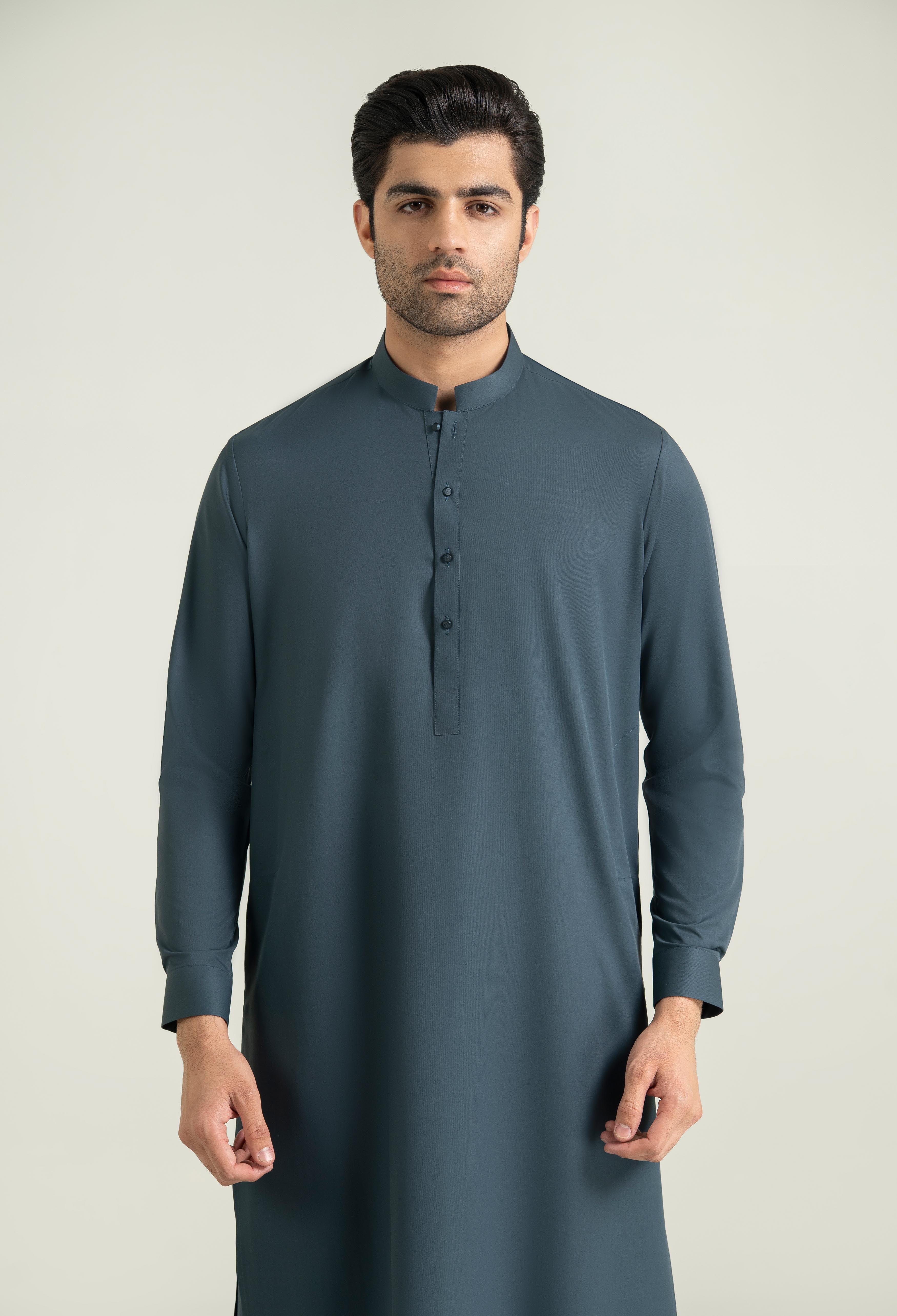 Sage Blue Blended Kameez Shalwar