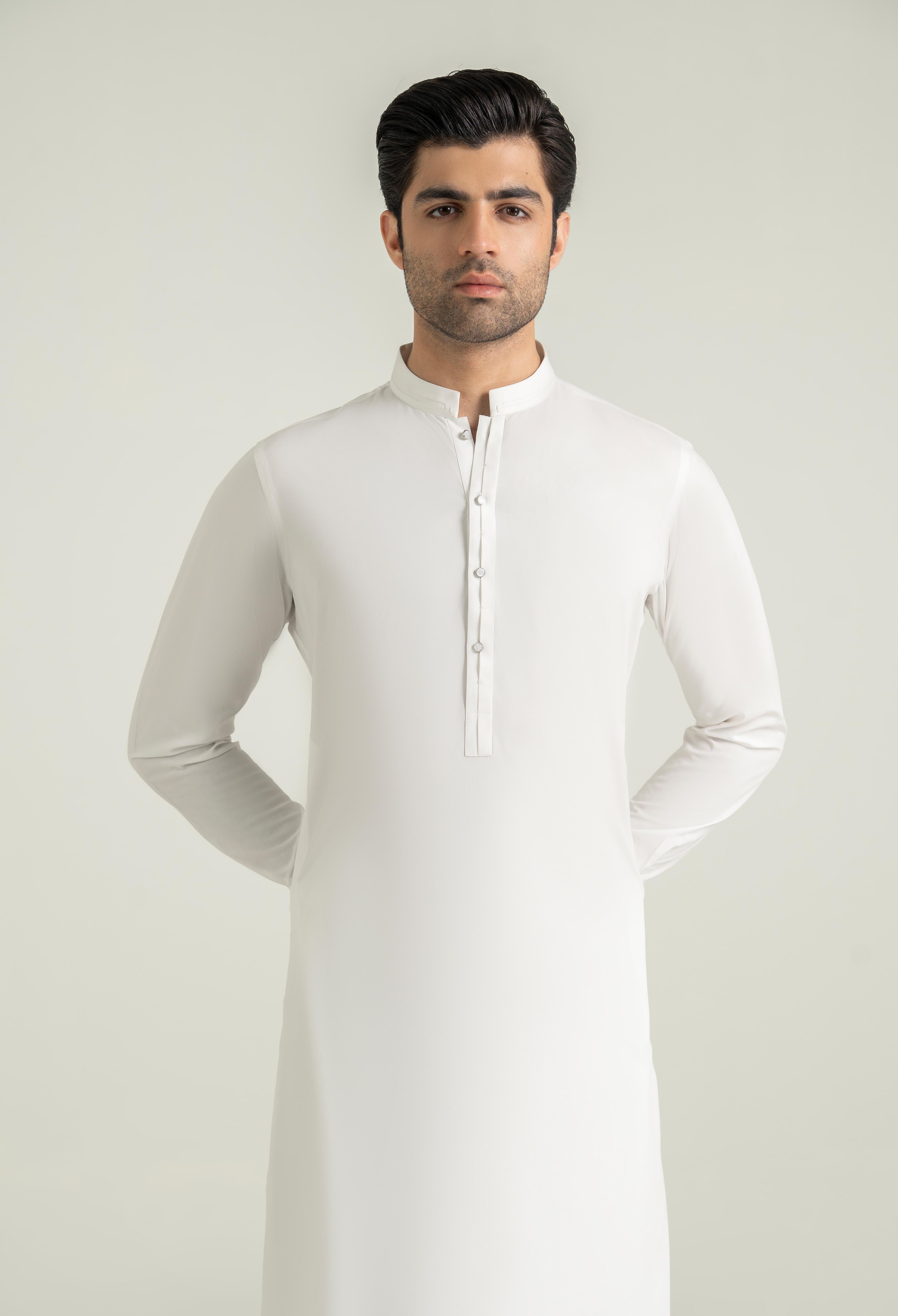 Egg White Blended Kameez Shalwar
