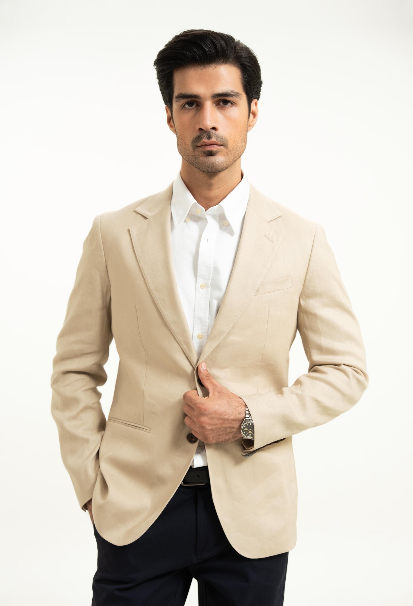 Light Beige Linen Twill Blazer
