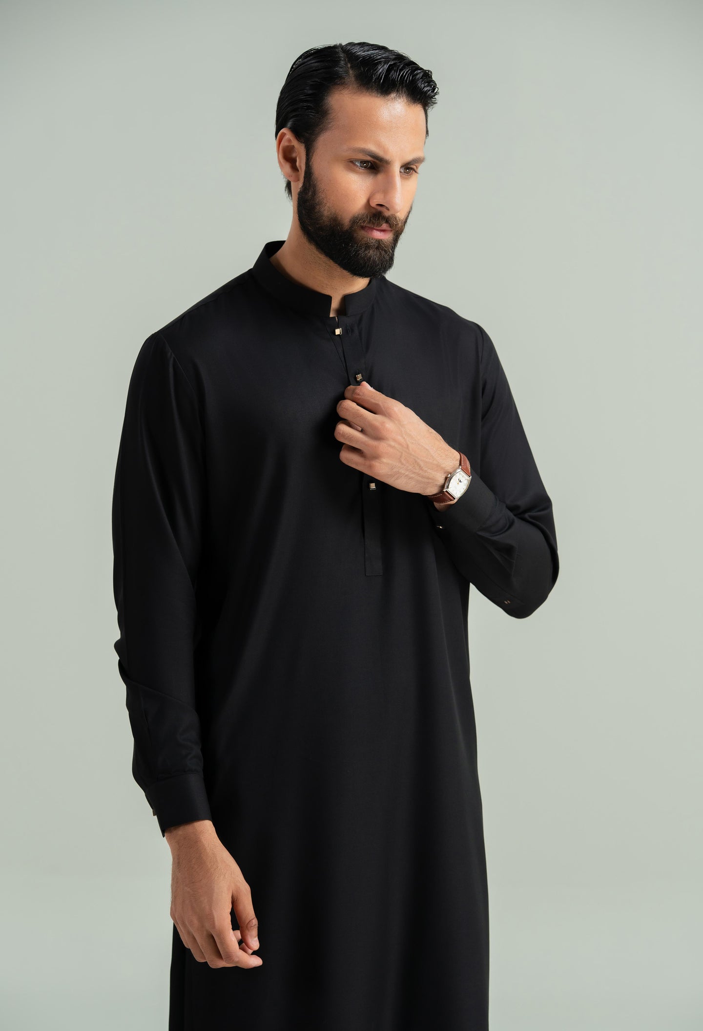 Bat Black Blended Kameez Shalwar
