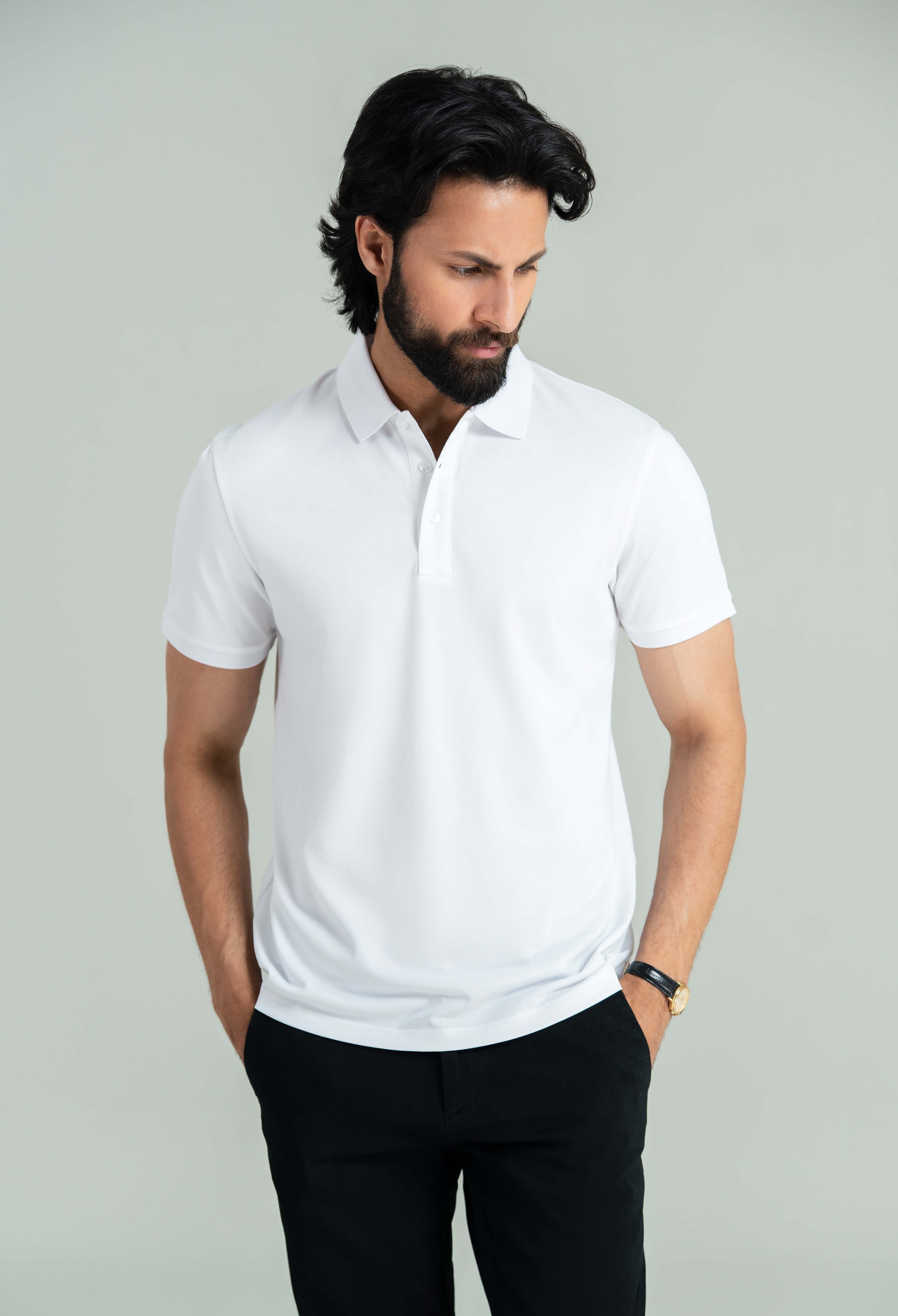 Chalk White Basic Polo