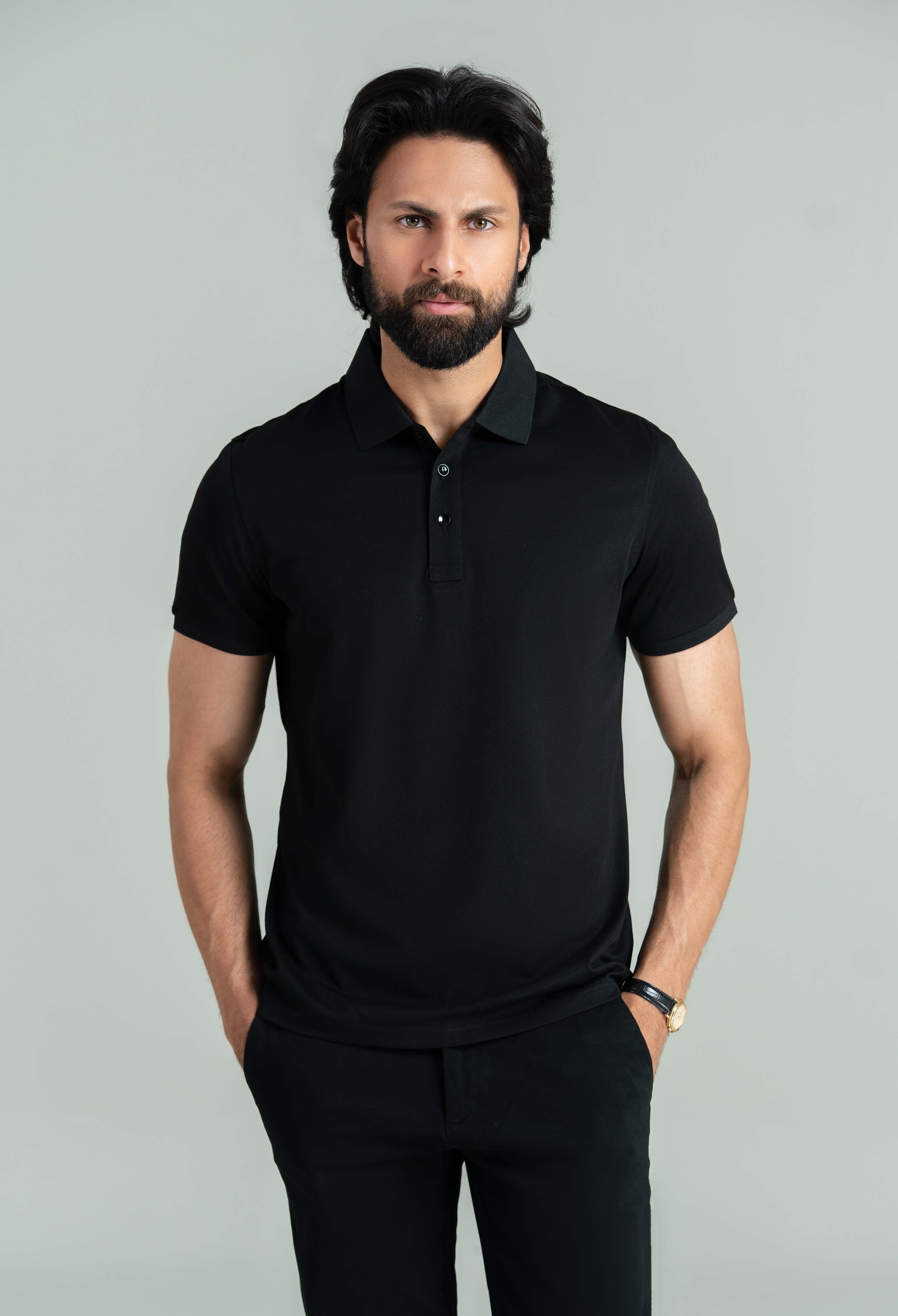 Charcoal Black Basic Polo