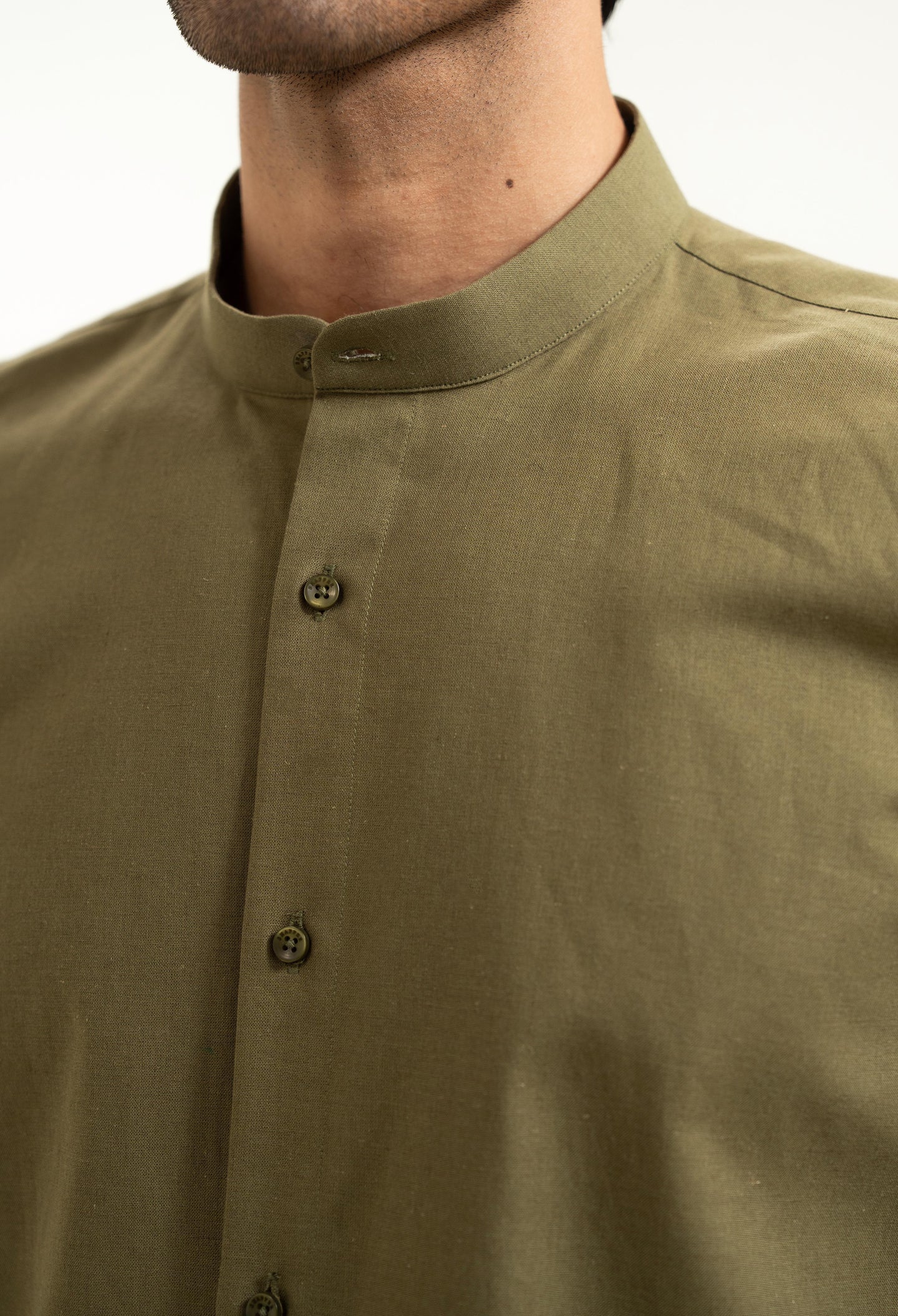 Olive Green Linen Shirt