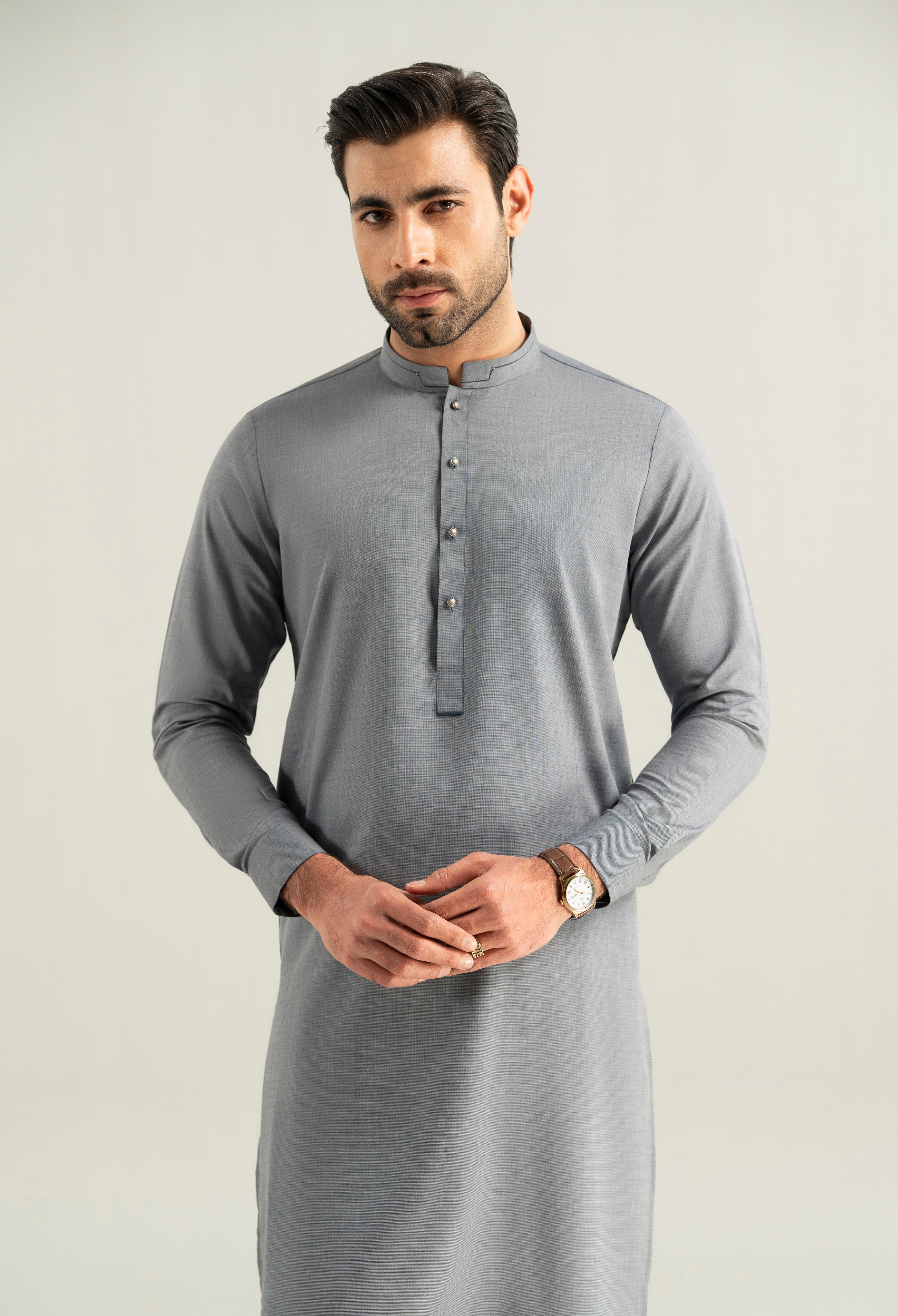 Floral Blue Cotton Kameez Shalwar