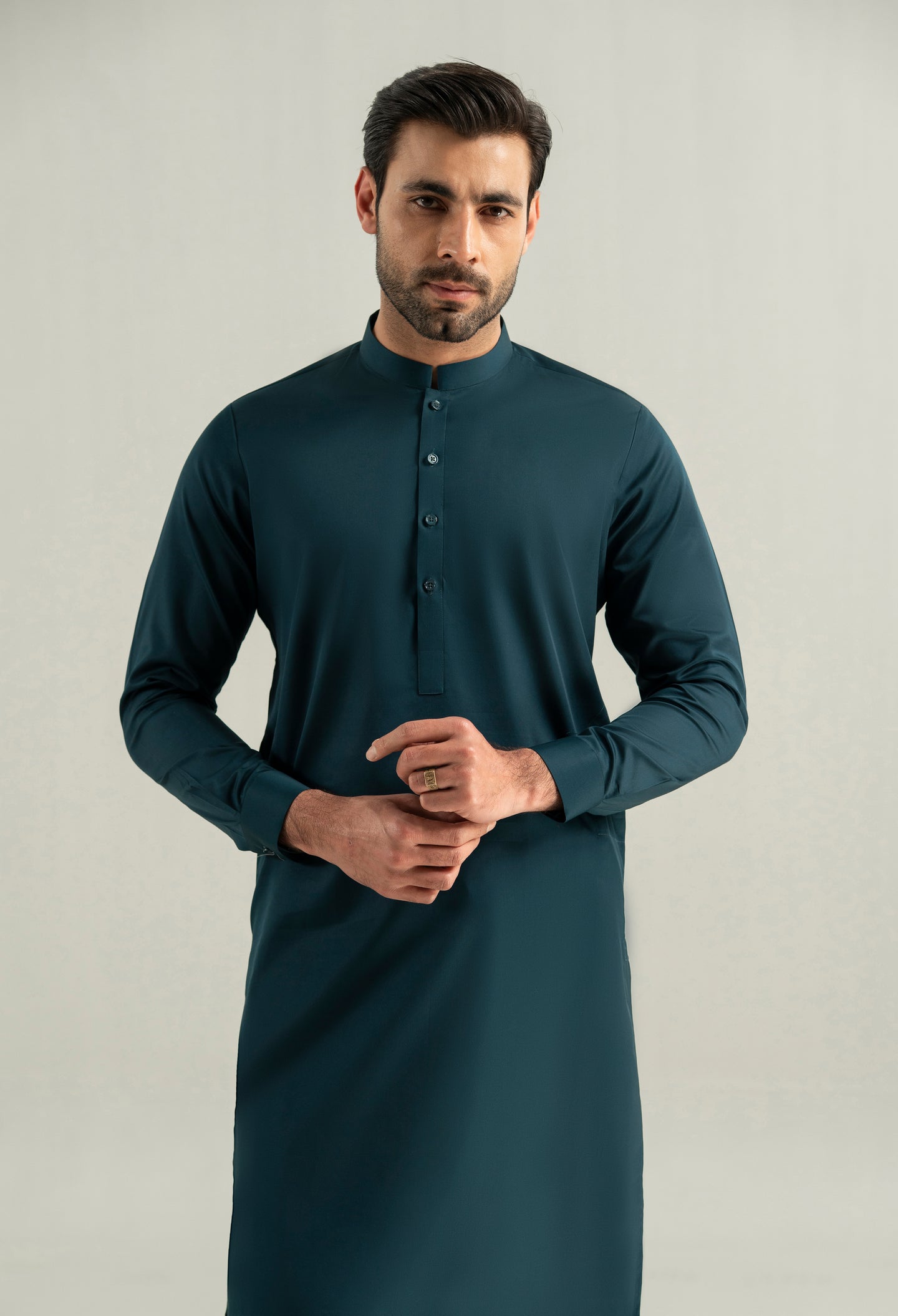 Turquoise Green Cotton Kameez Shalwar