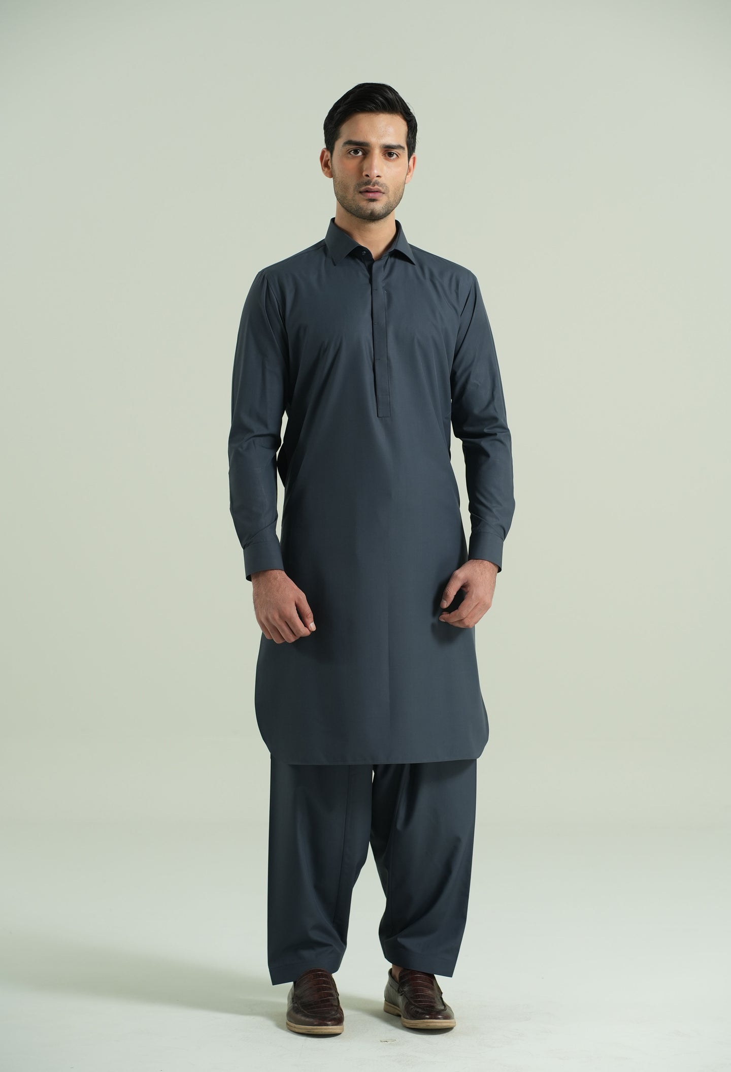 Pebble Grey Detailing Kameez Shalwar