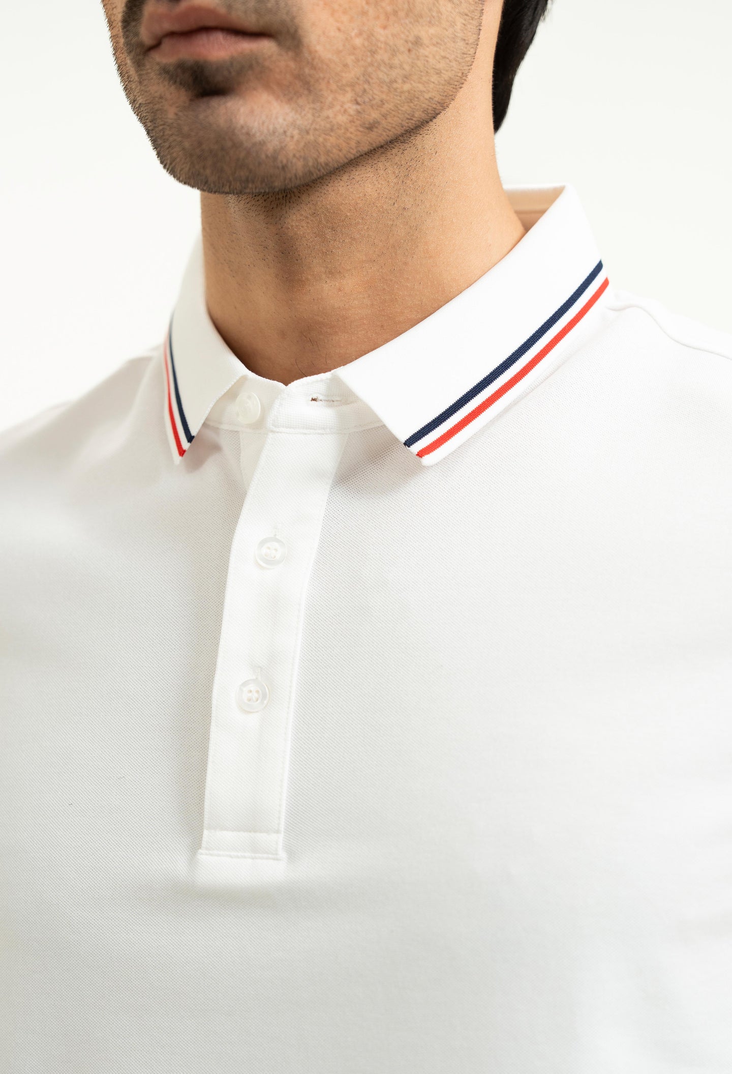 Egg White Tipping Collar Polo