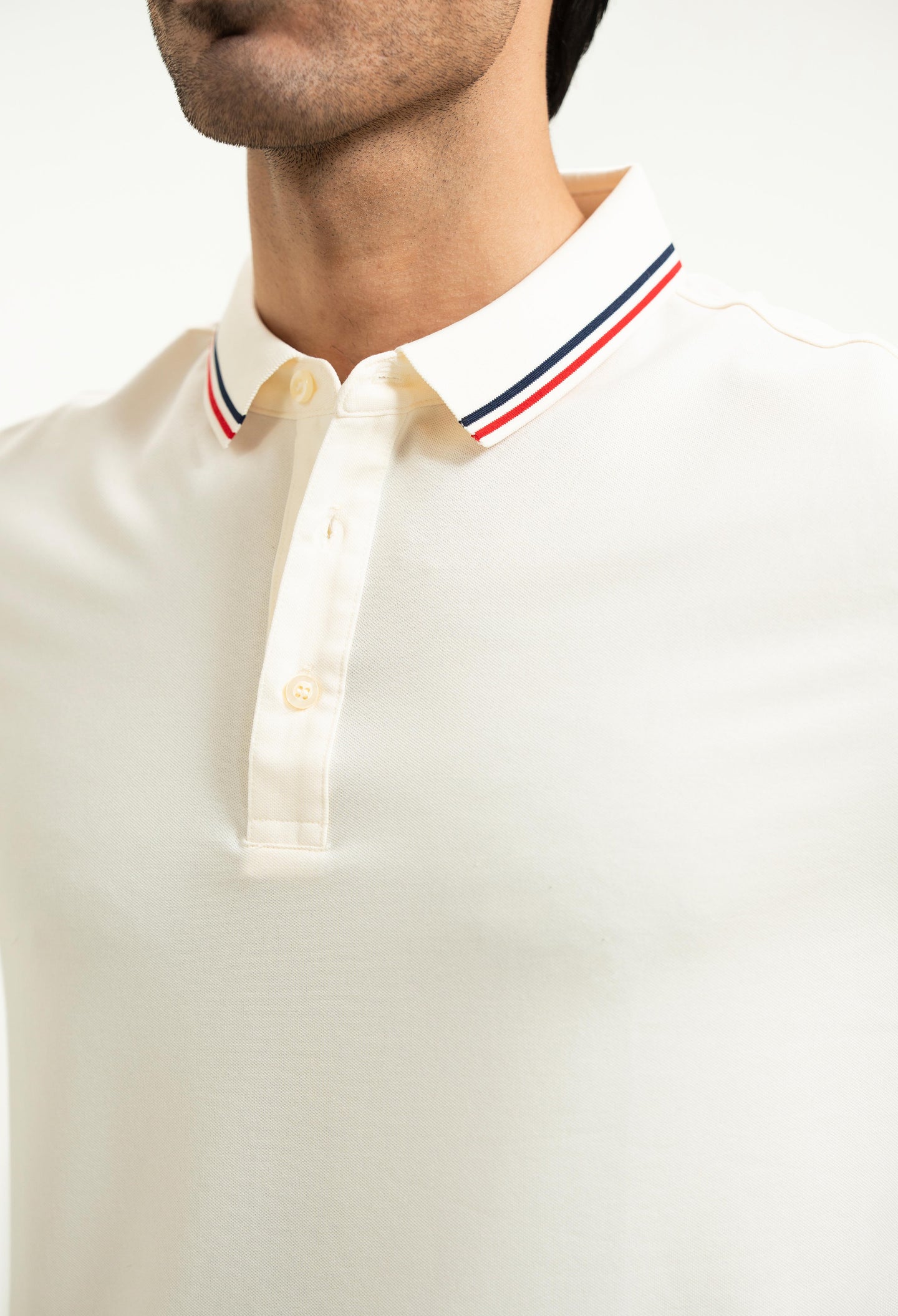 Butter Cream Tipping Collar Polo