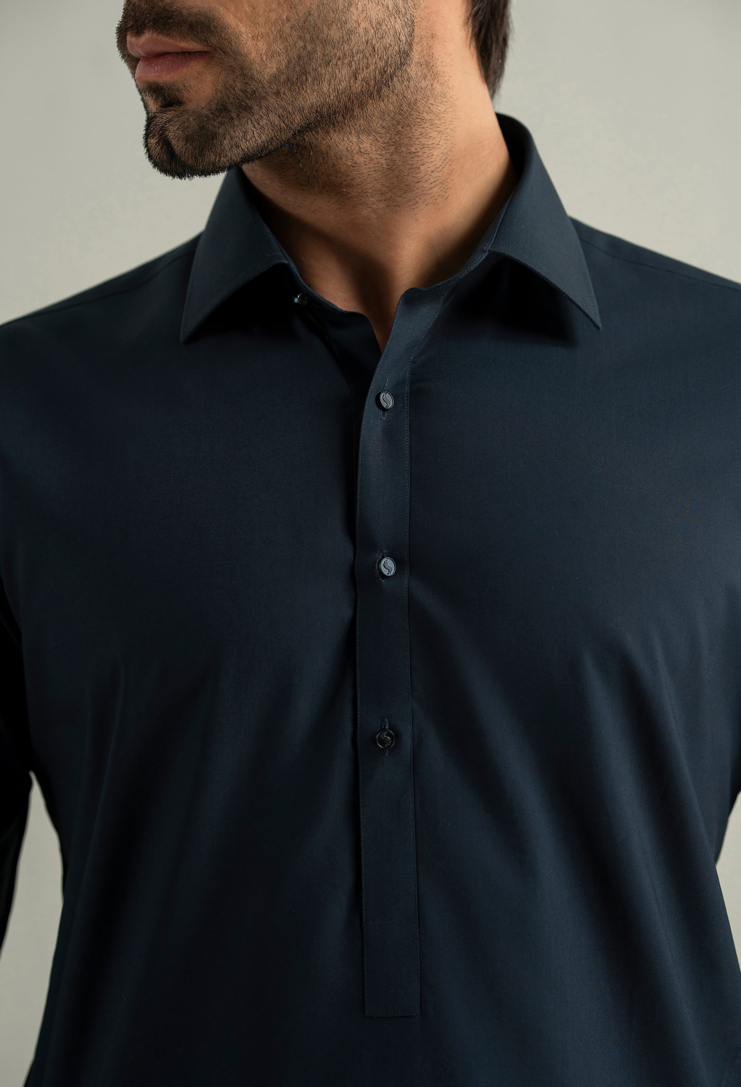 Navy Blue Cotton Kameez Shalwar