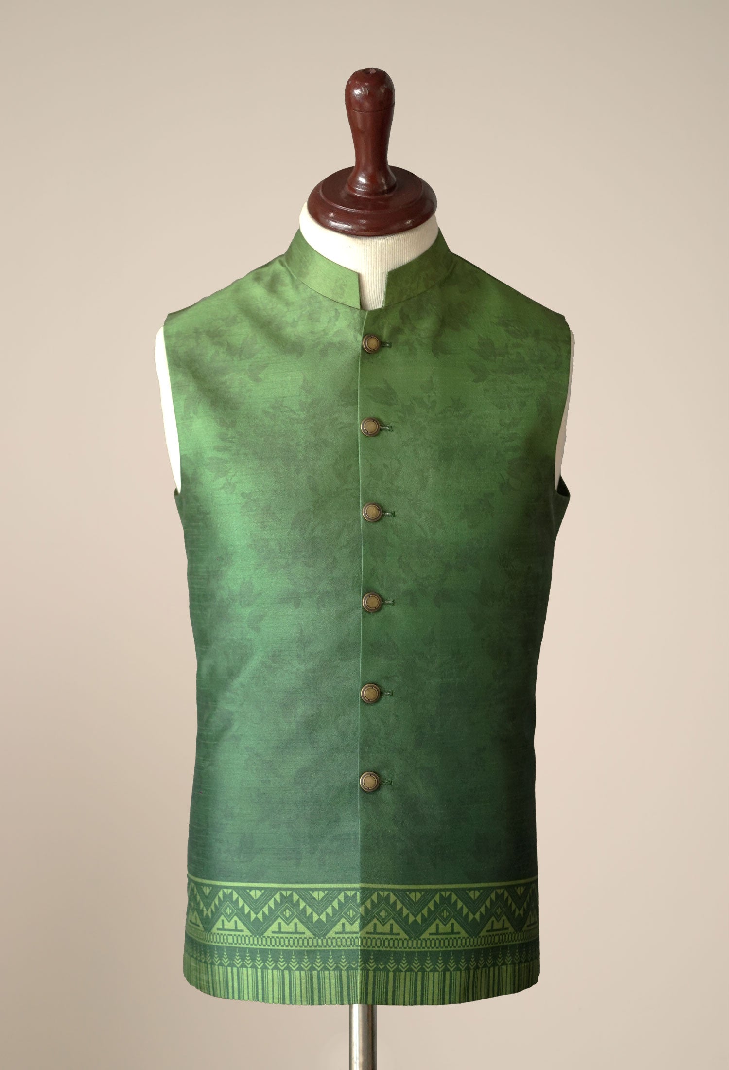 Green - Printed Waistcoat (V/C - 00055)