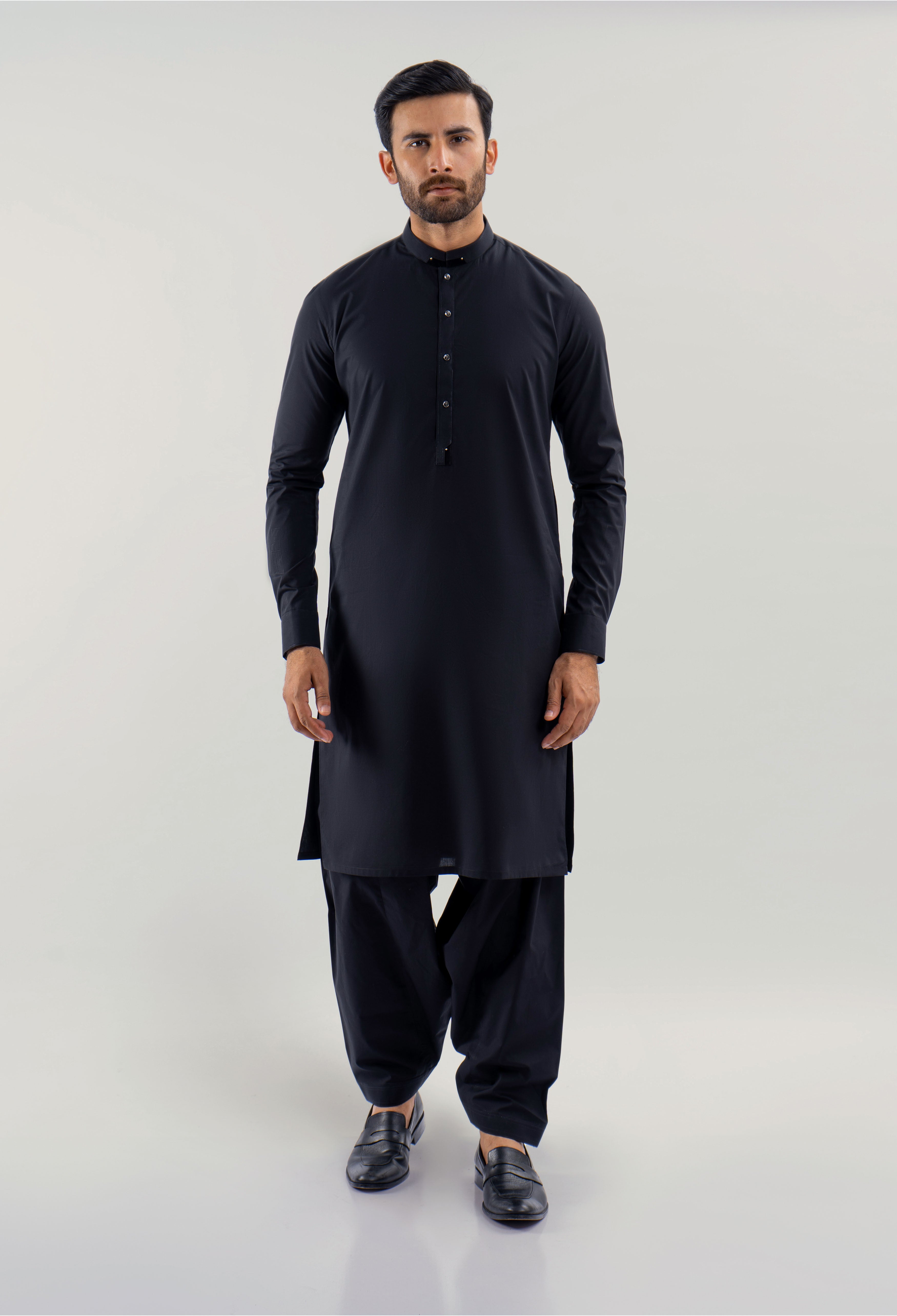 Crow Black Cotton Kameez Shalwar