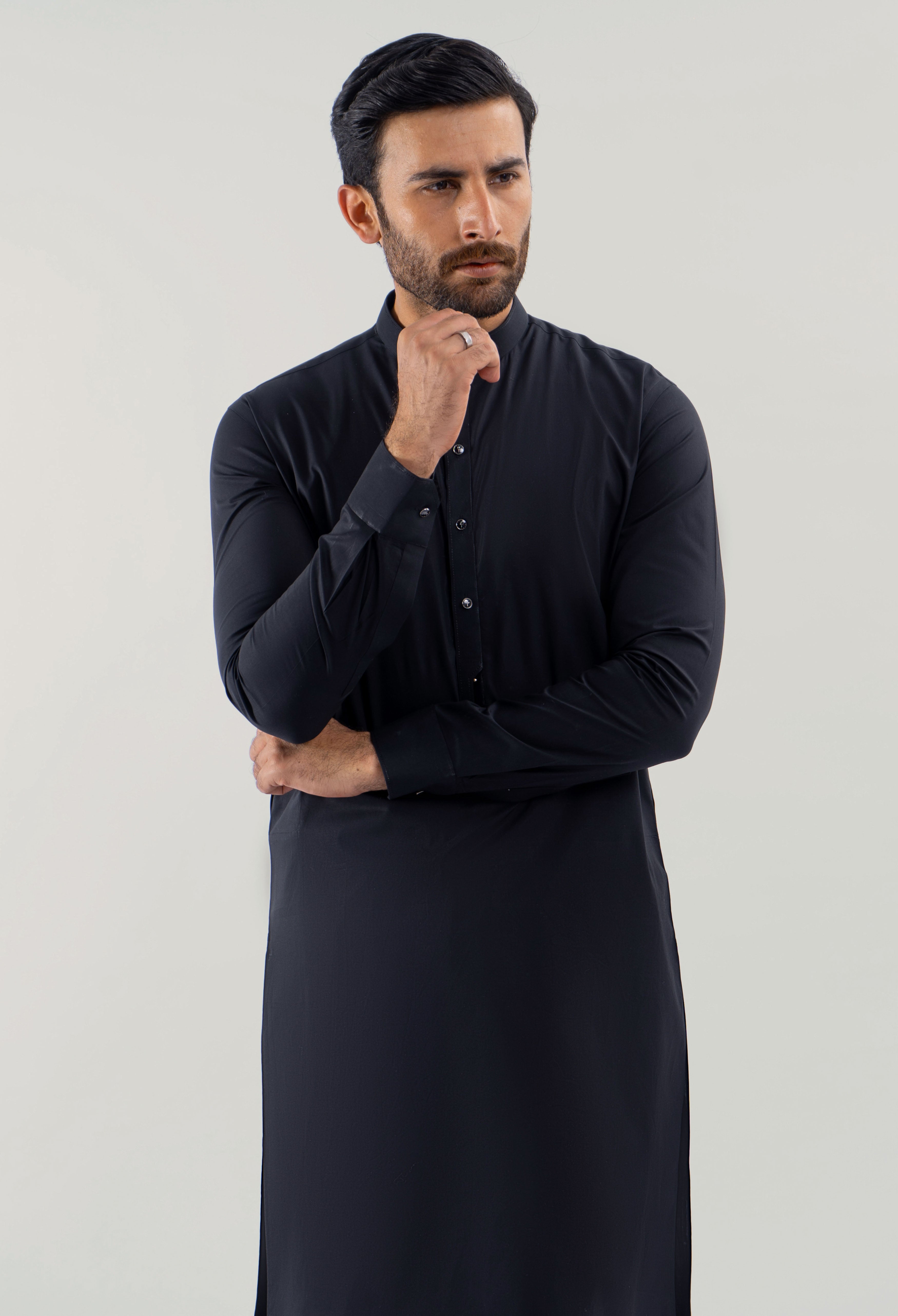 Crow Black Cotton Kameez Shalwar