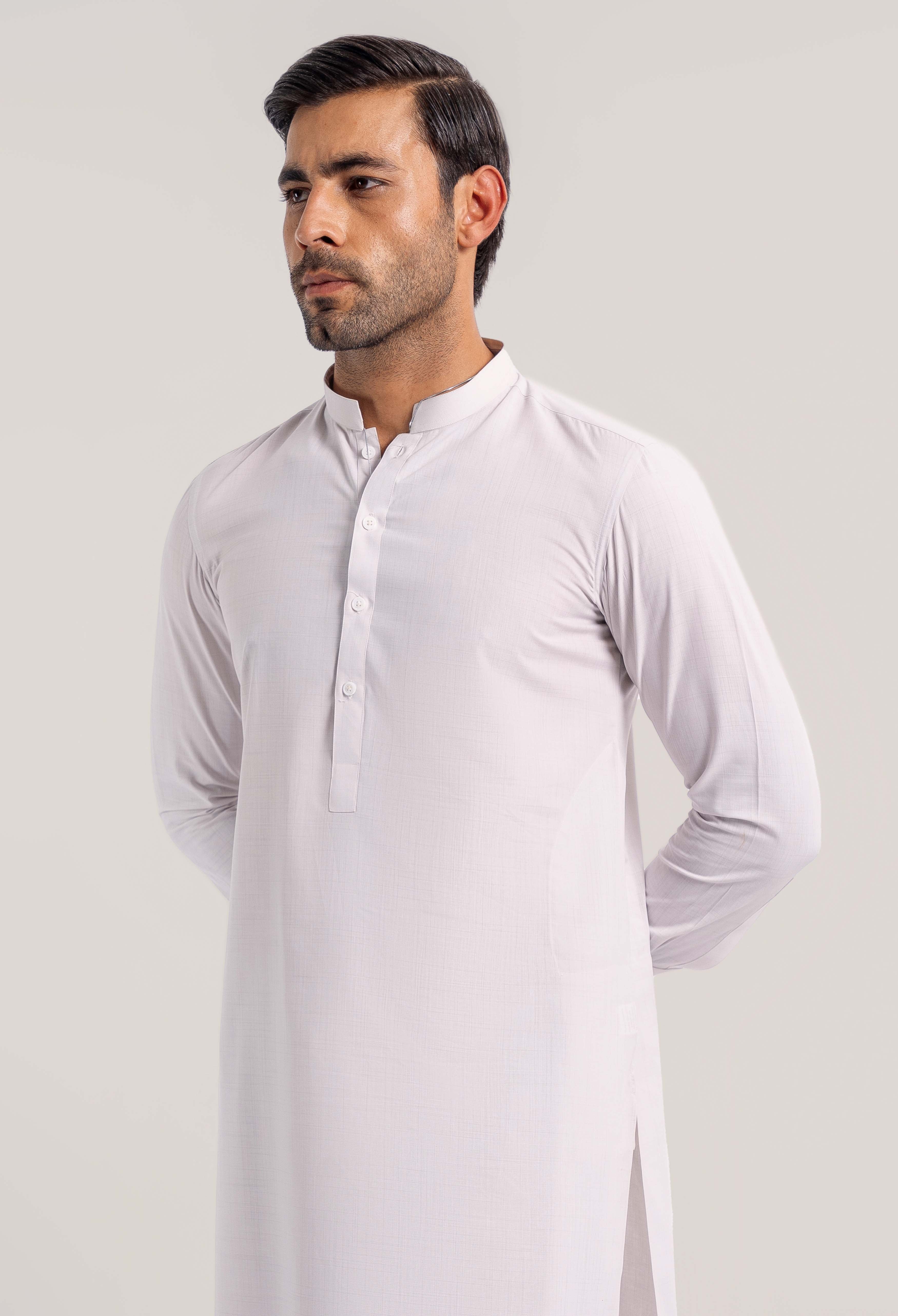 Bone Grey Blended Kameez Shalwar