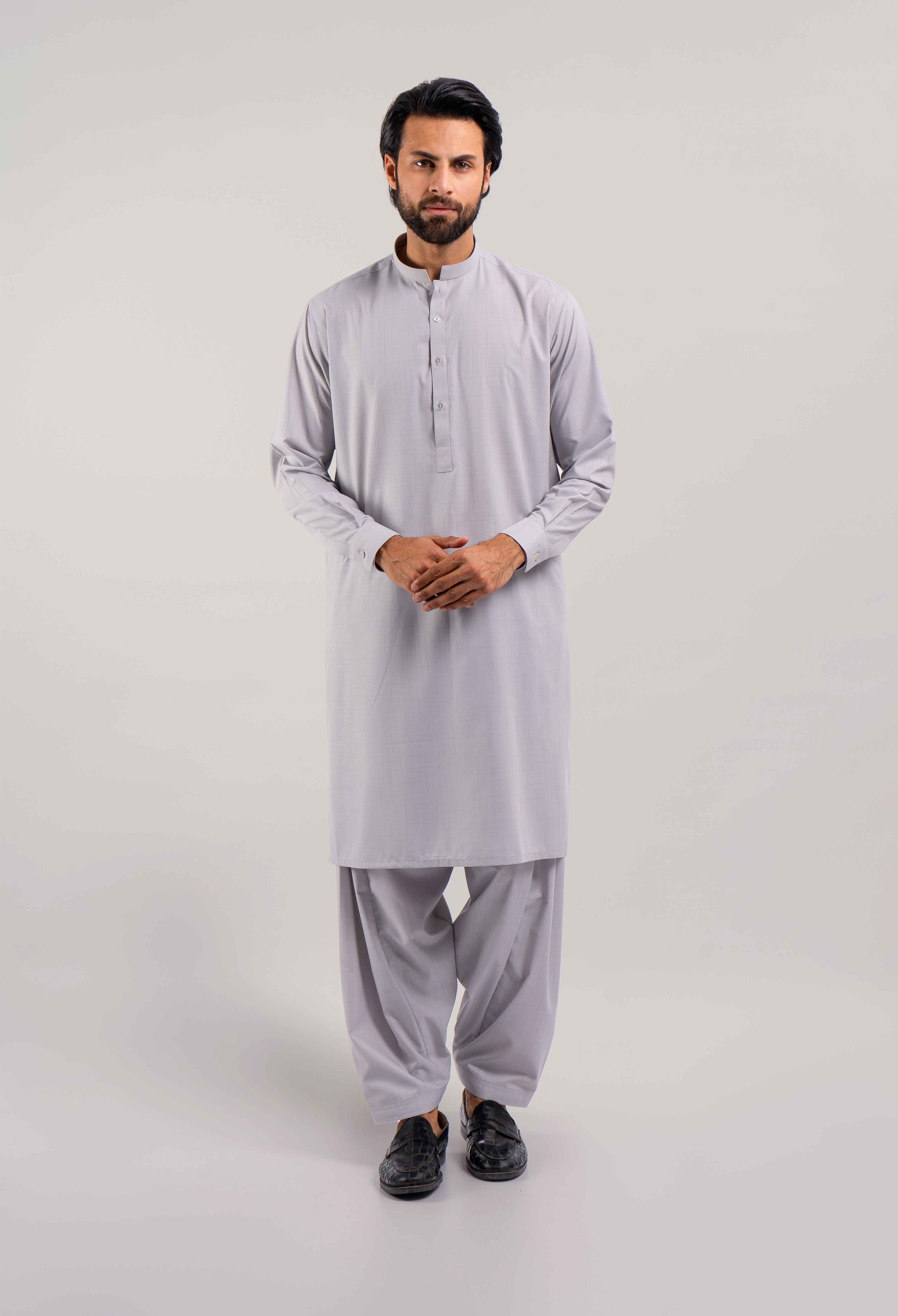 Claude Grey Blended Kameez Shalwar