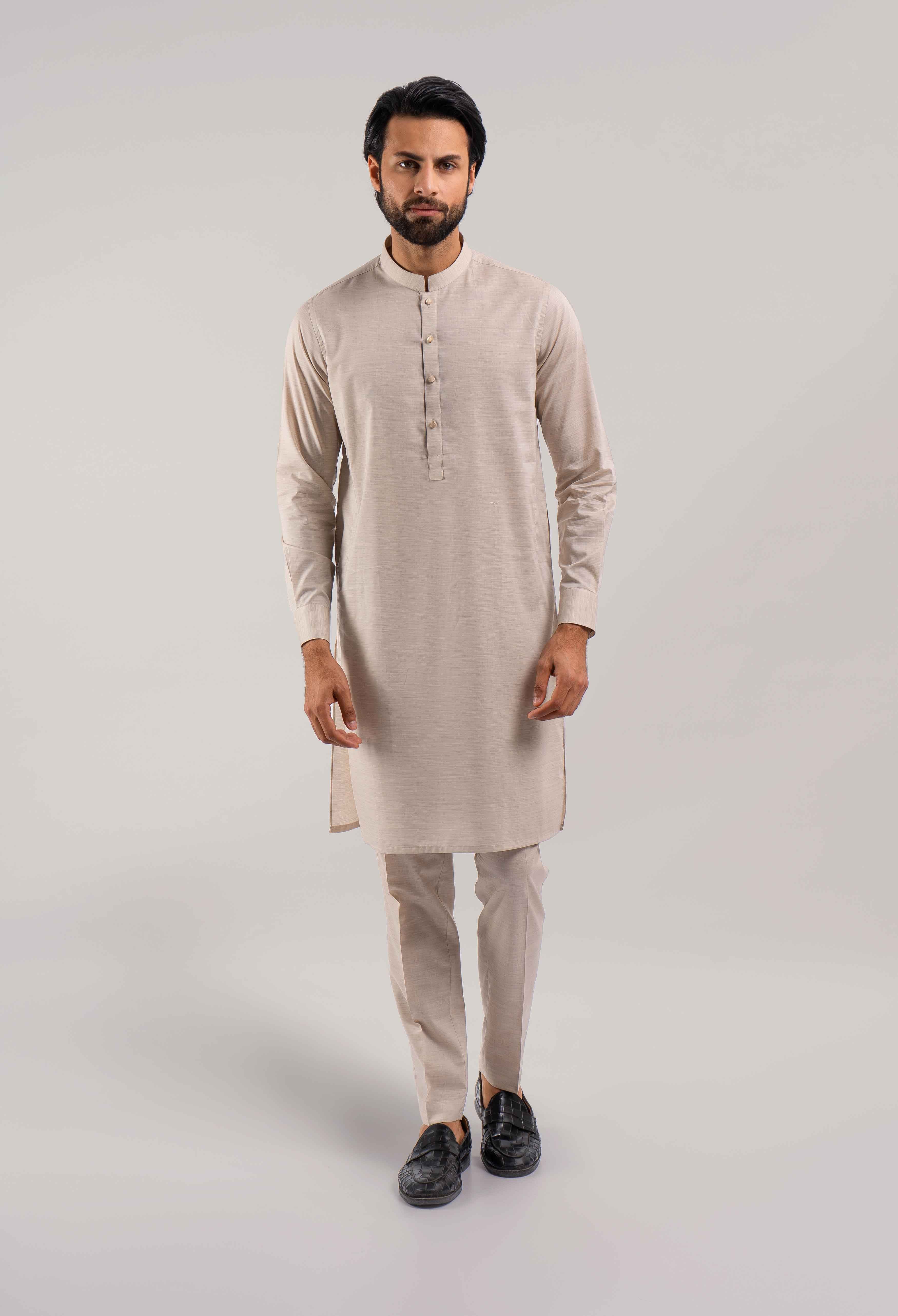 Cream White Cotton Kurta Pajama
