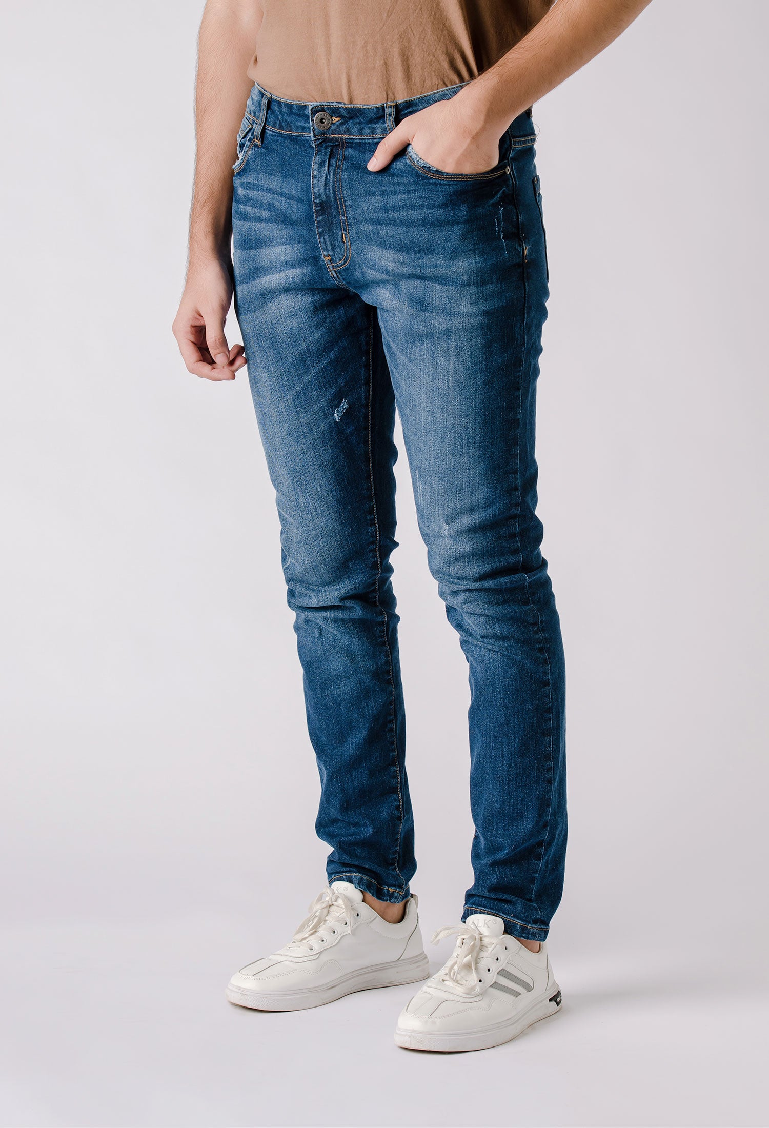 Indigo Distressed Denim Jeans