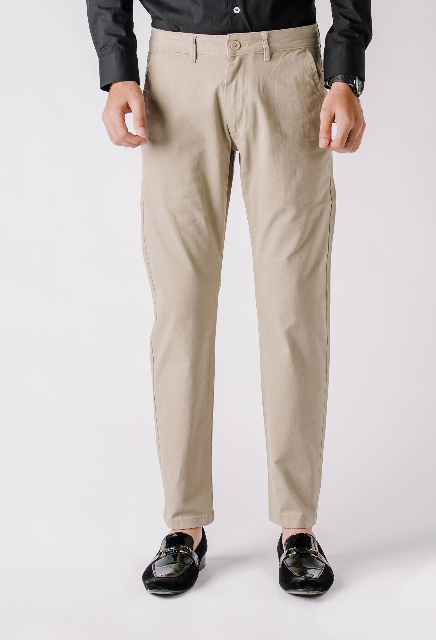 Beige Cotton Chino Pant