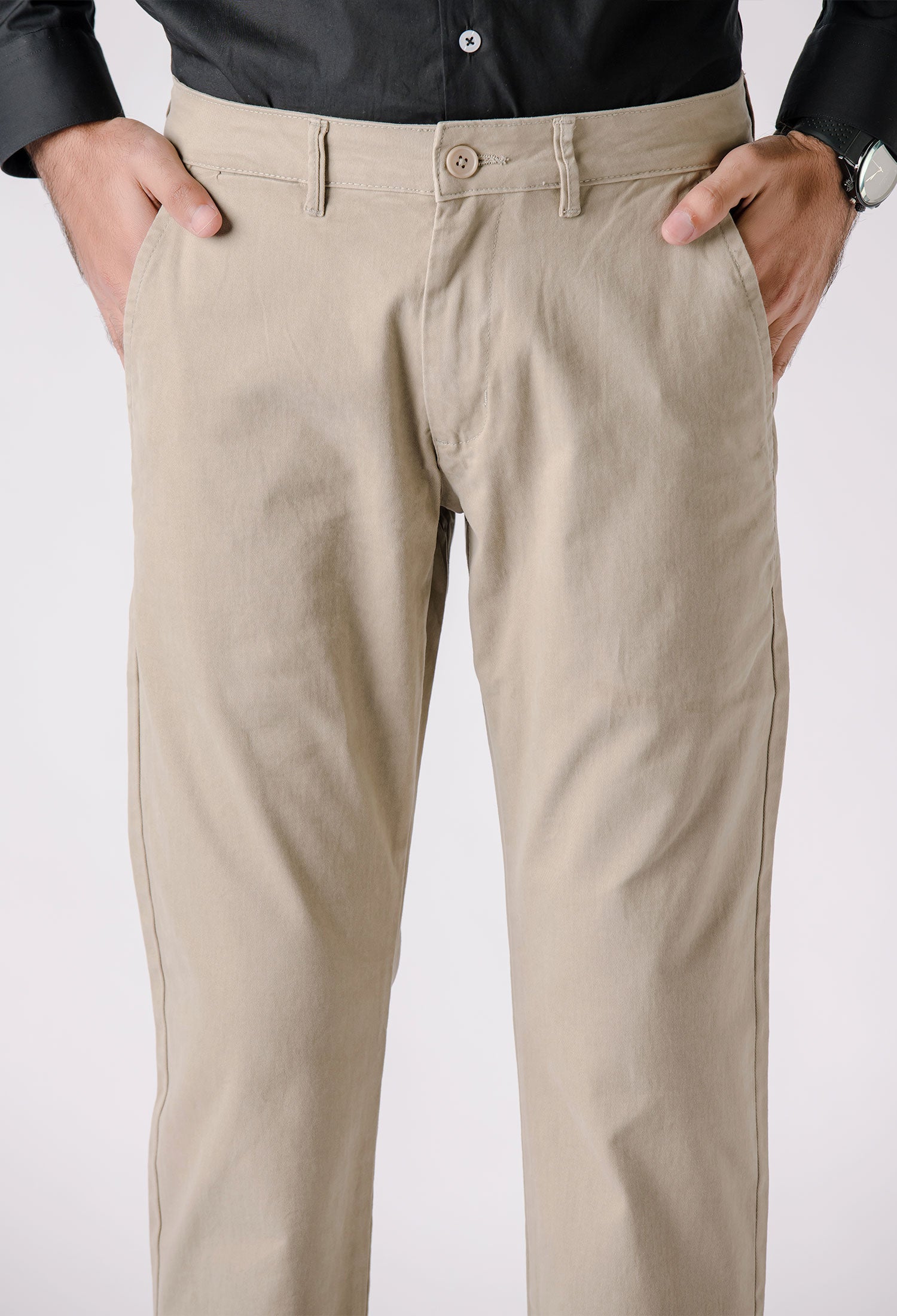 Beige Cotton Chino Pant