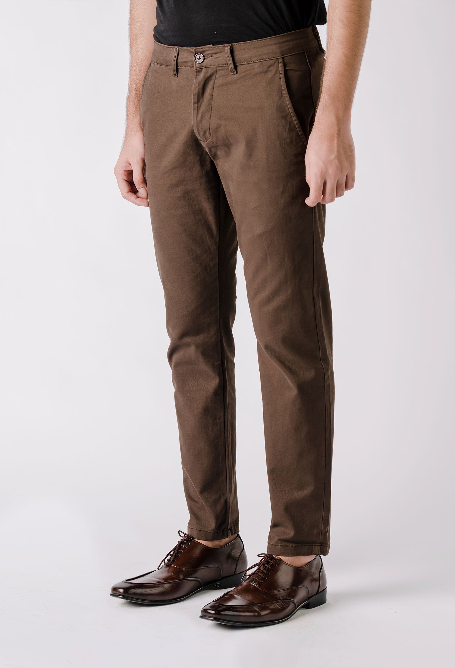 Brown Cotton Chino Pant