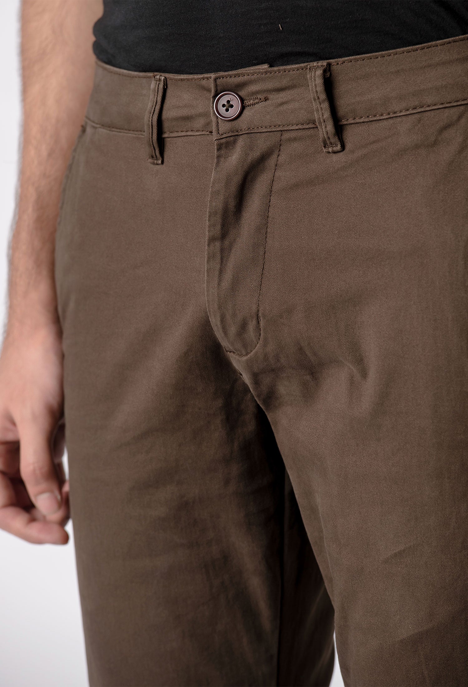 Brown Cotton Chino Pant