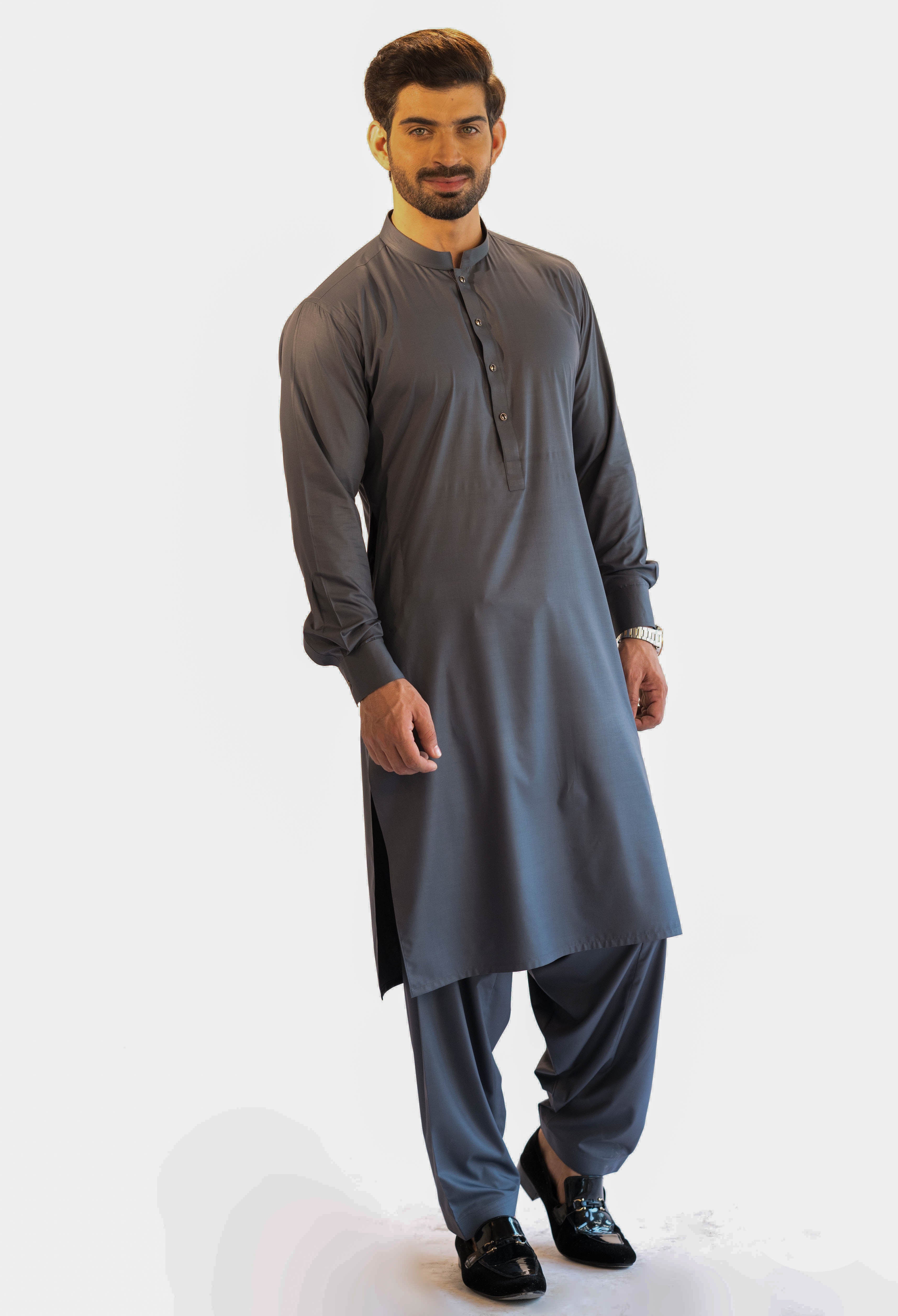 Fiord Grey Plain Kameez Shalwar