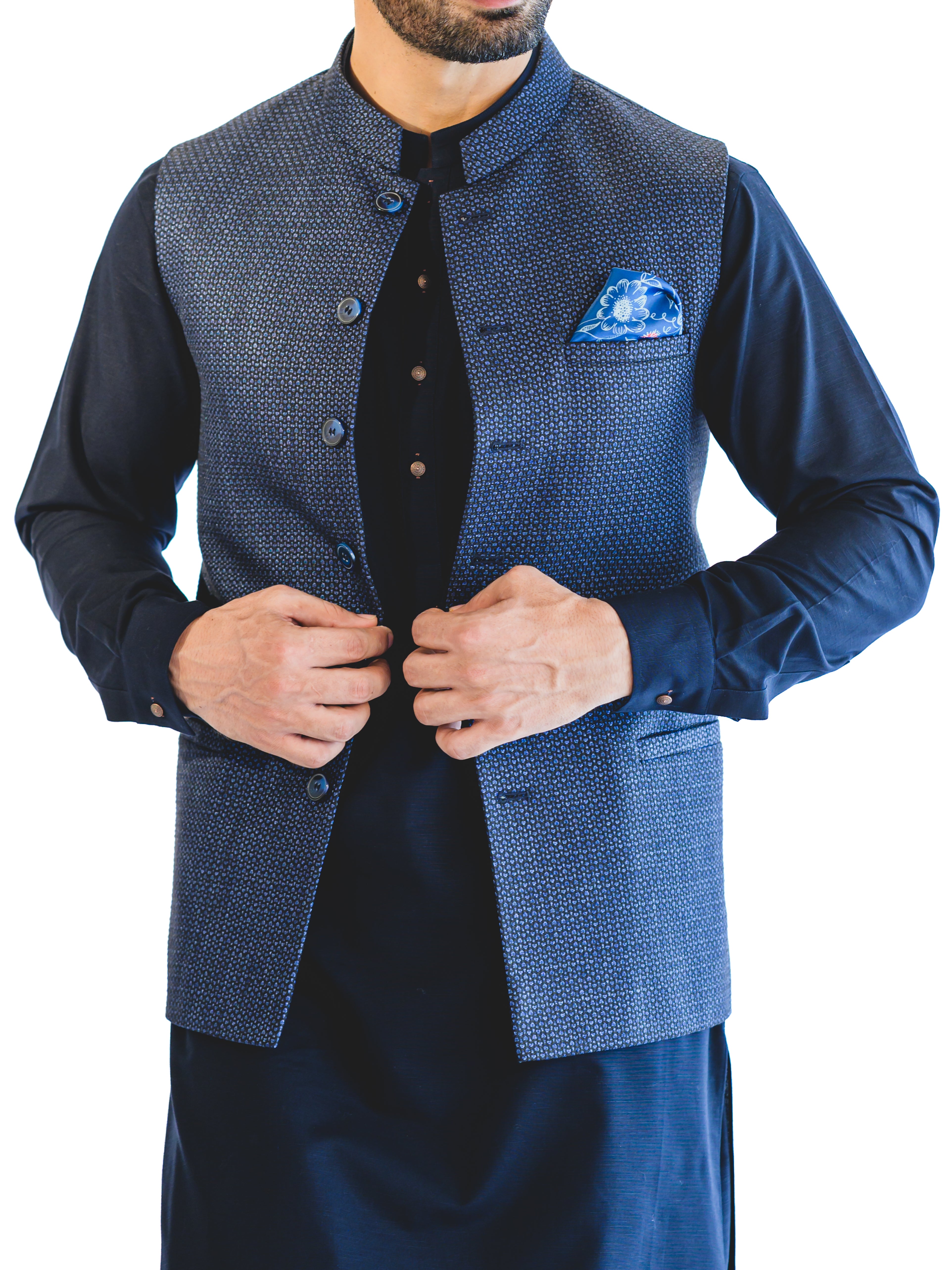 Blue Blended Waistcoat