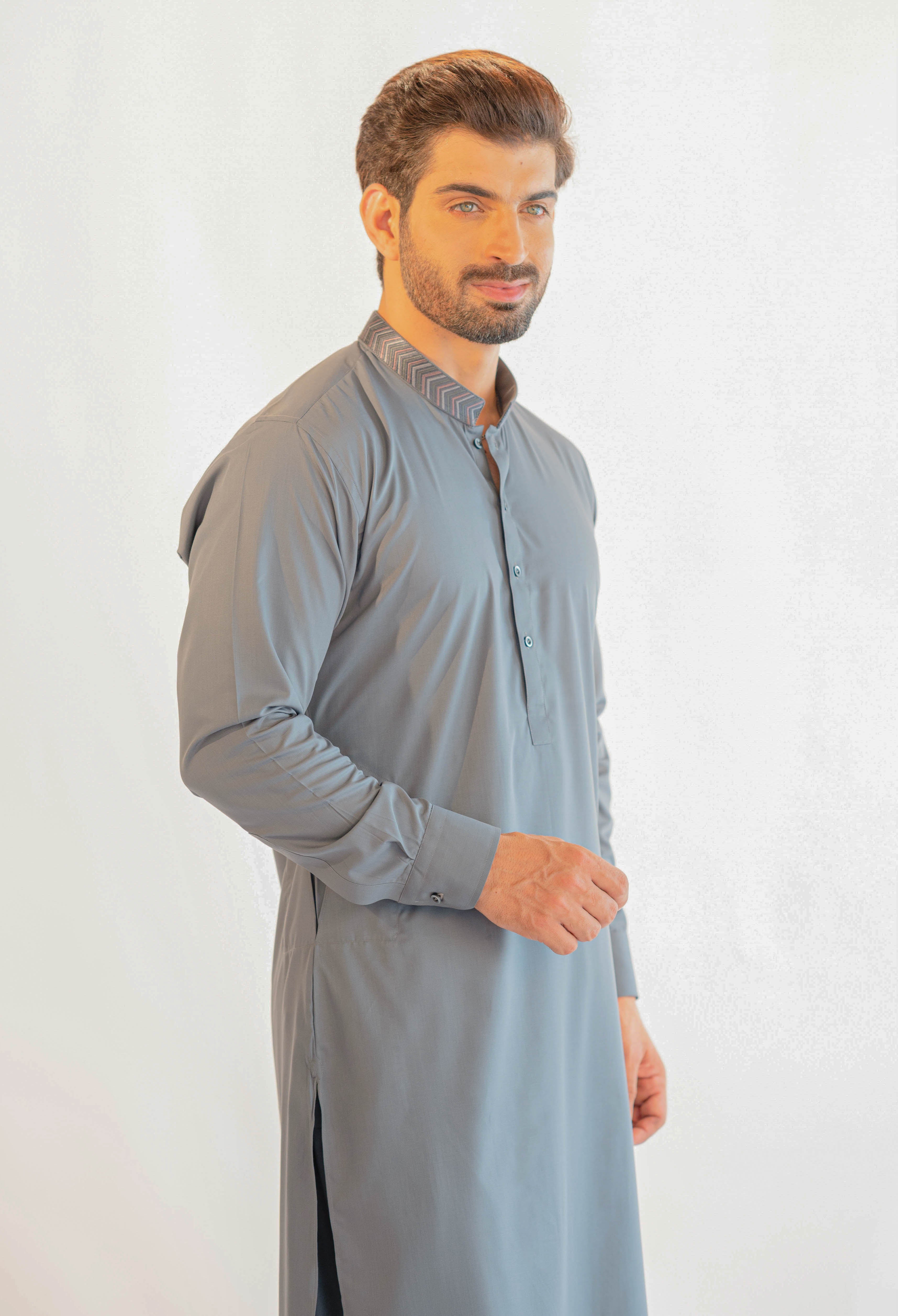 Mid Grey EMBROIDERED Kameez Shalwar